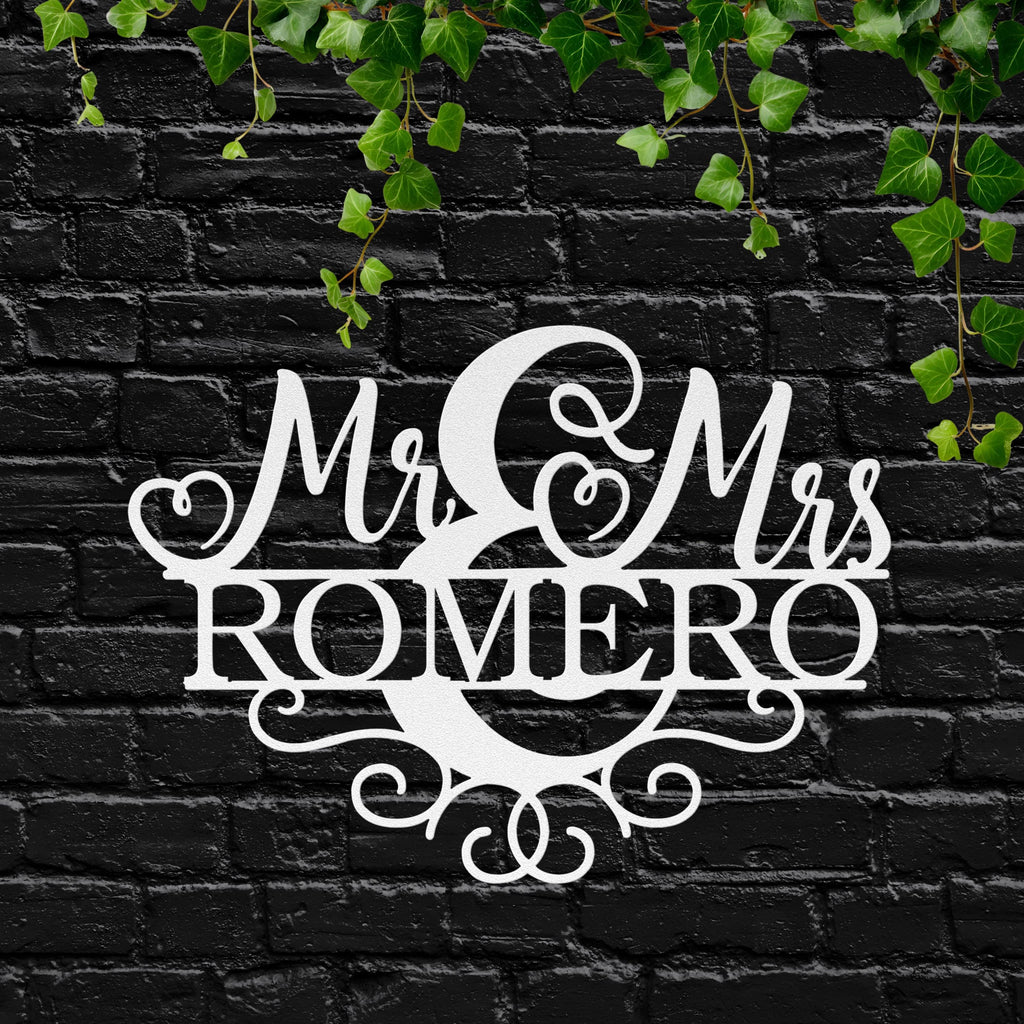 Personalized Mr & Mrs Metal Last Name Sign, Wedding Gift