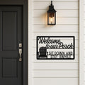 Welcome to Our Porch Metal Sign, Rustic Adirondack Chair Porch Art