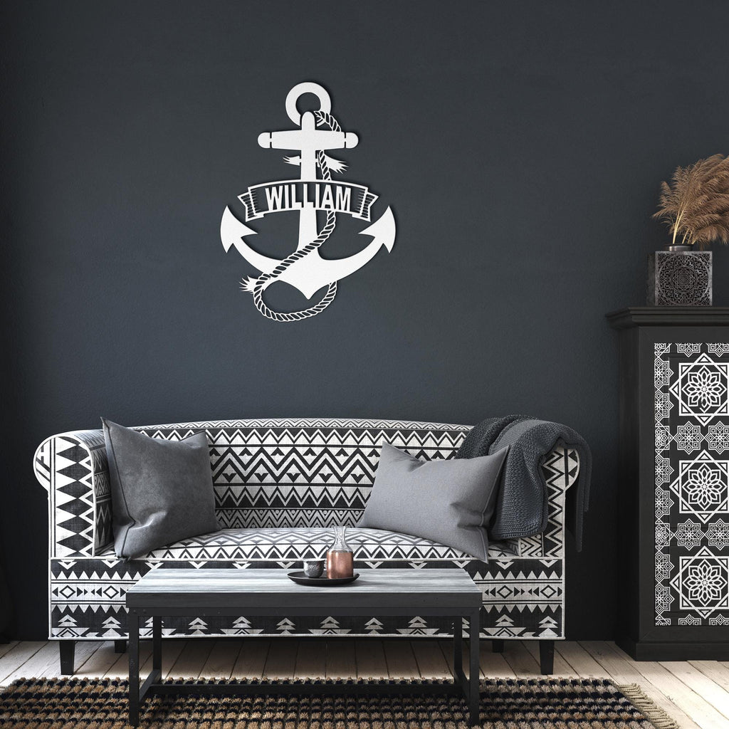 Personalized Anchor Metal Sign: Custom Nautical Wall Art