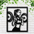 Female Weightlifter Die-Cut Metal Sign, Gym Fitness Studio Wall Art, Strong Woman Decor