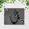 Optical Illusion Wall Art - Modern Black White Metal Wall Art Hand Shaped Design