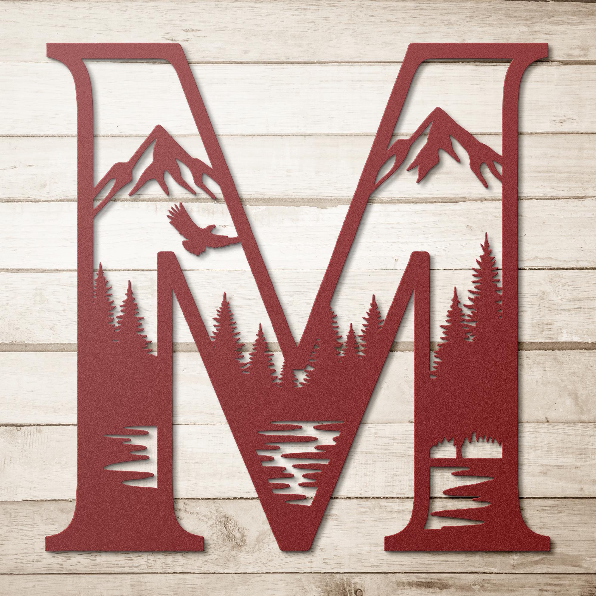 Custom Mountain Forest, Metal Letter Sign, Nature Lover Gift, Outdoor Cabin Wall Decor