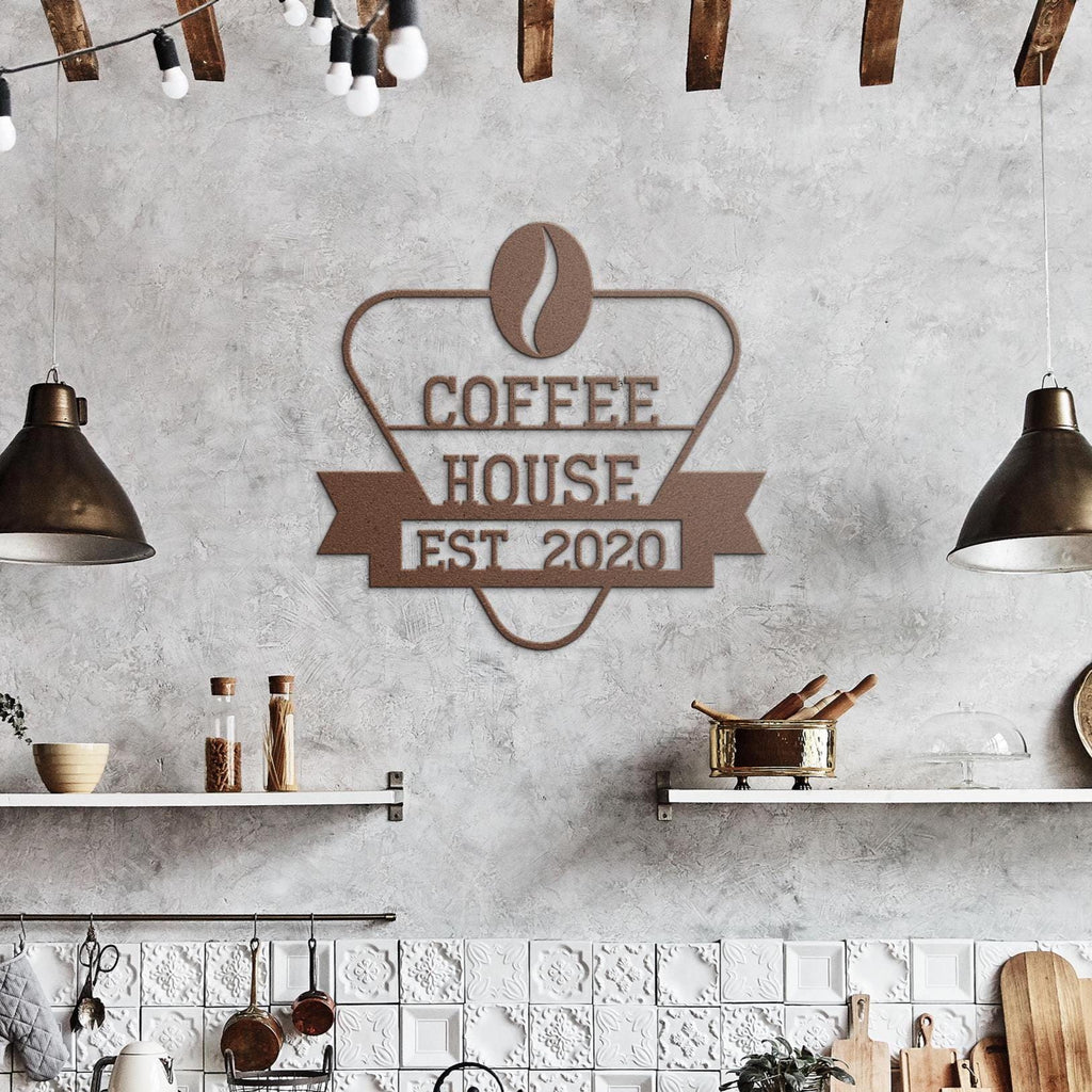 Custom Metal Coffee Shop Logo Sign: Personalized Business Decor