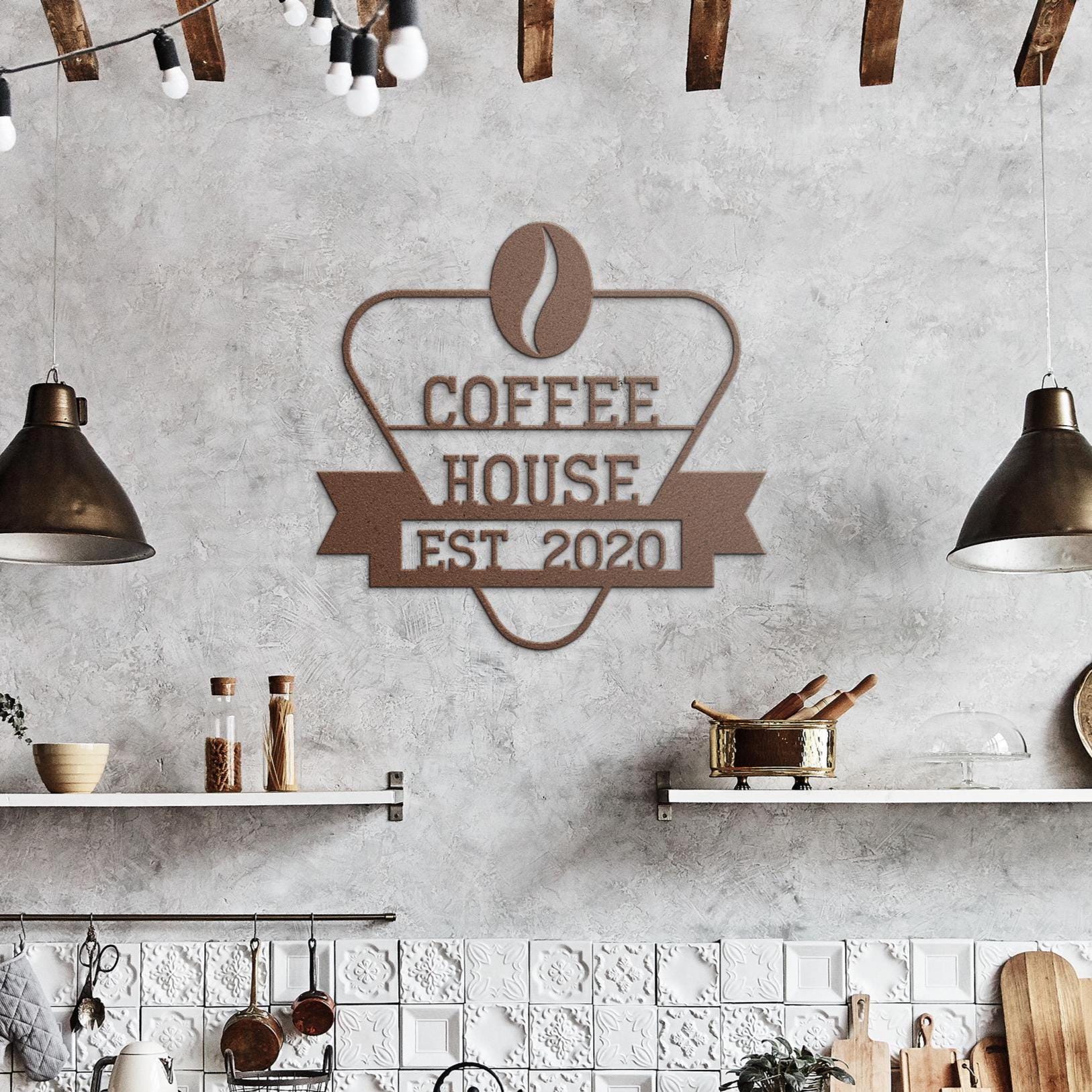 Custom Metal Coffee Shop Logo Sign: Personalized Business Decor