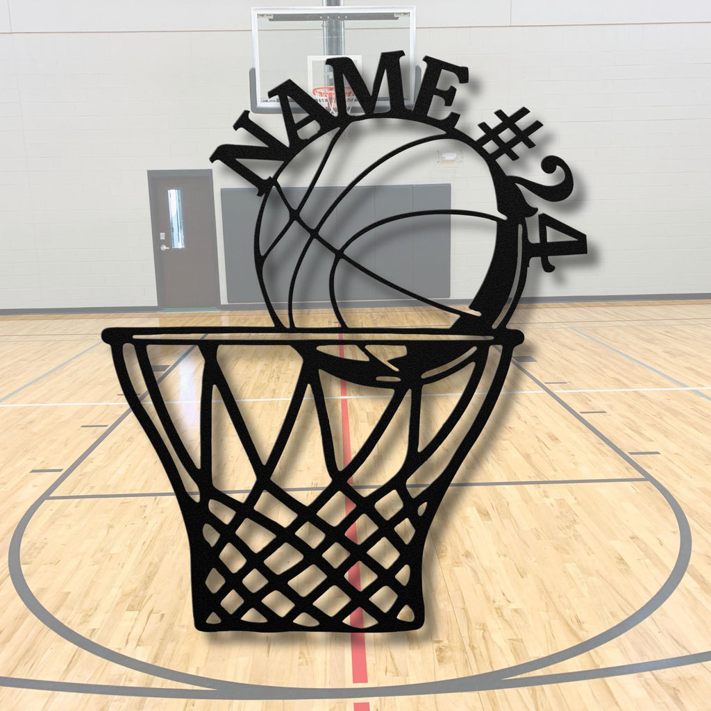 Personalized Basketball Sign - Custom Metal Sports Team Gift with Name & Number