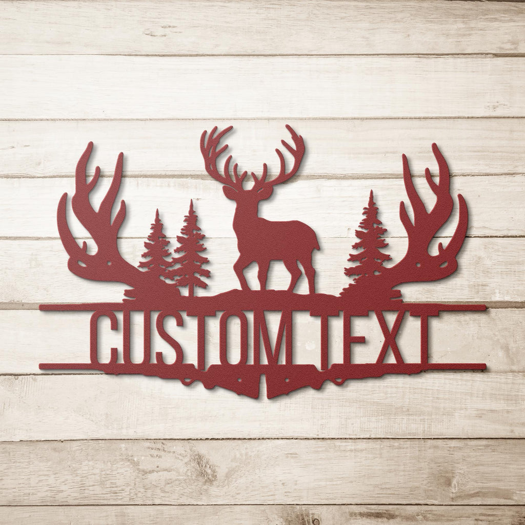Personalized Deer Antler Metal Sign | Custom Hunting Cabin Decor | Rustic Woodland Hunter Gift