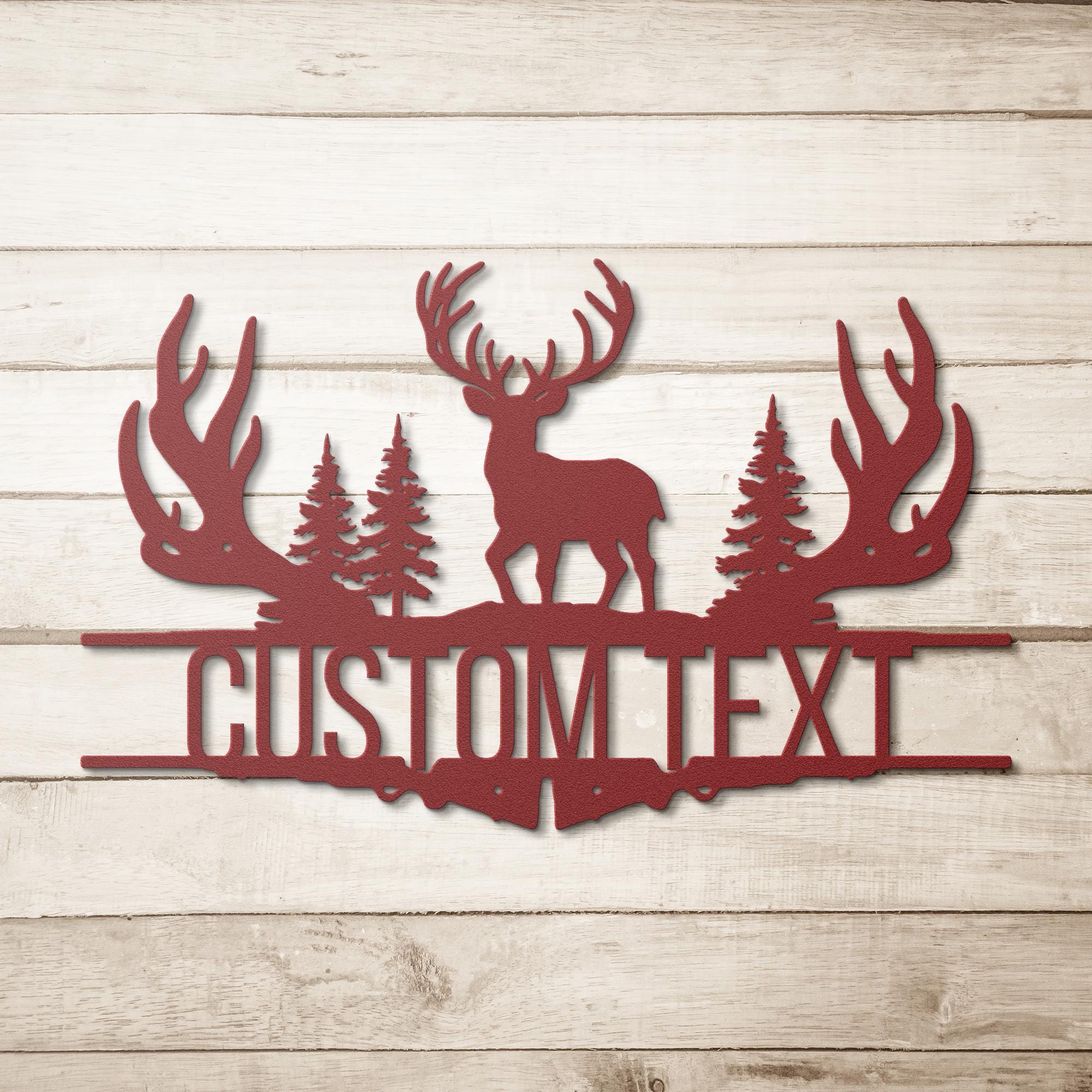 Personalized Deer Antler Metal Sign | Custom Hunting Cabin Decor | Rustic Woodland Hunter Gift