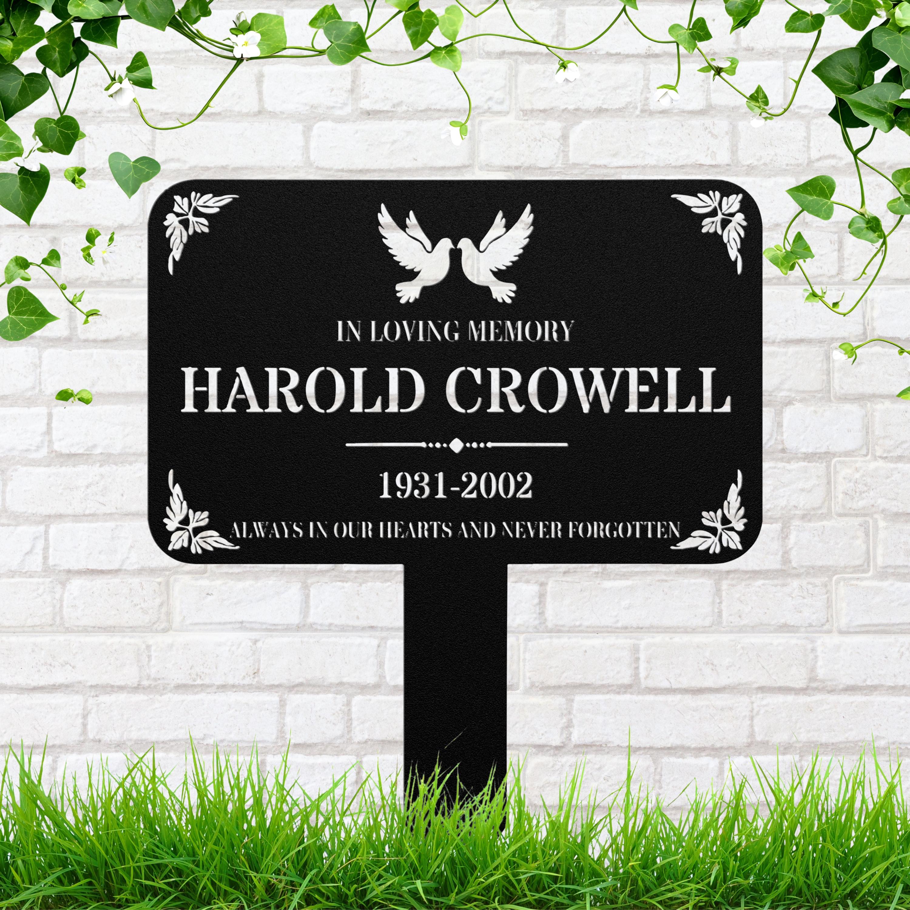Personalized Memorial Grave Marker, Dove Sympathy Gift, Custom Cemetery Plaque Sign