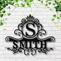 Custom Metal Family Name Sign: Crown Crest Monogram Wedding Gift