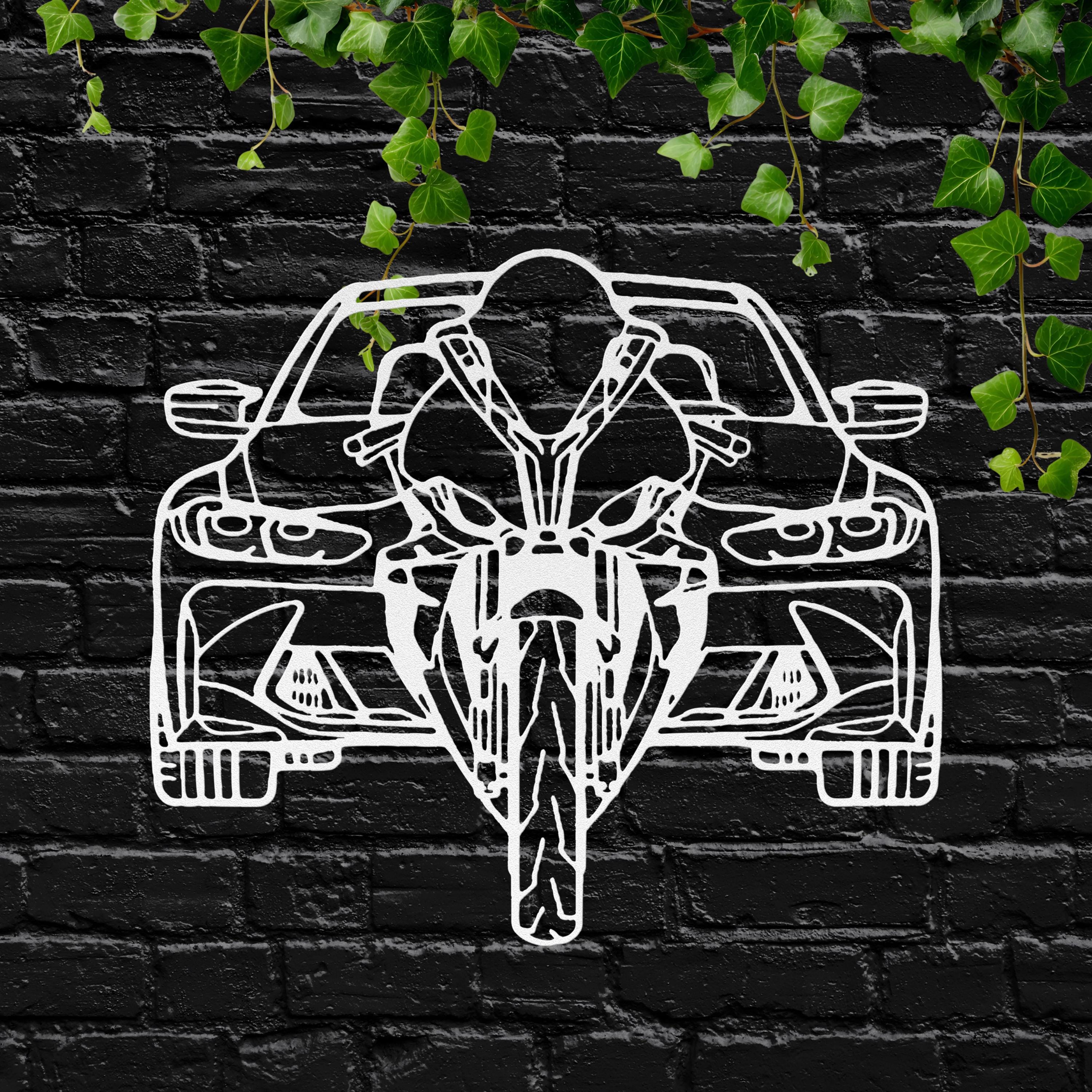 Car and Motorcycle Metal Wall Art | Automotive Duet Silhouette | Front View Die-Cut Sign | Garage Decor | Motorhead Gift