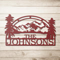 Personalized Family Name Metal Sign, Mountain Cabin Decor