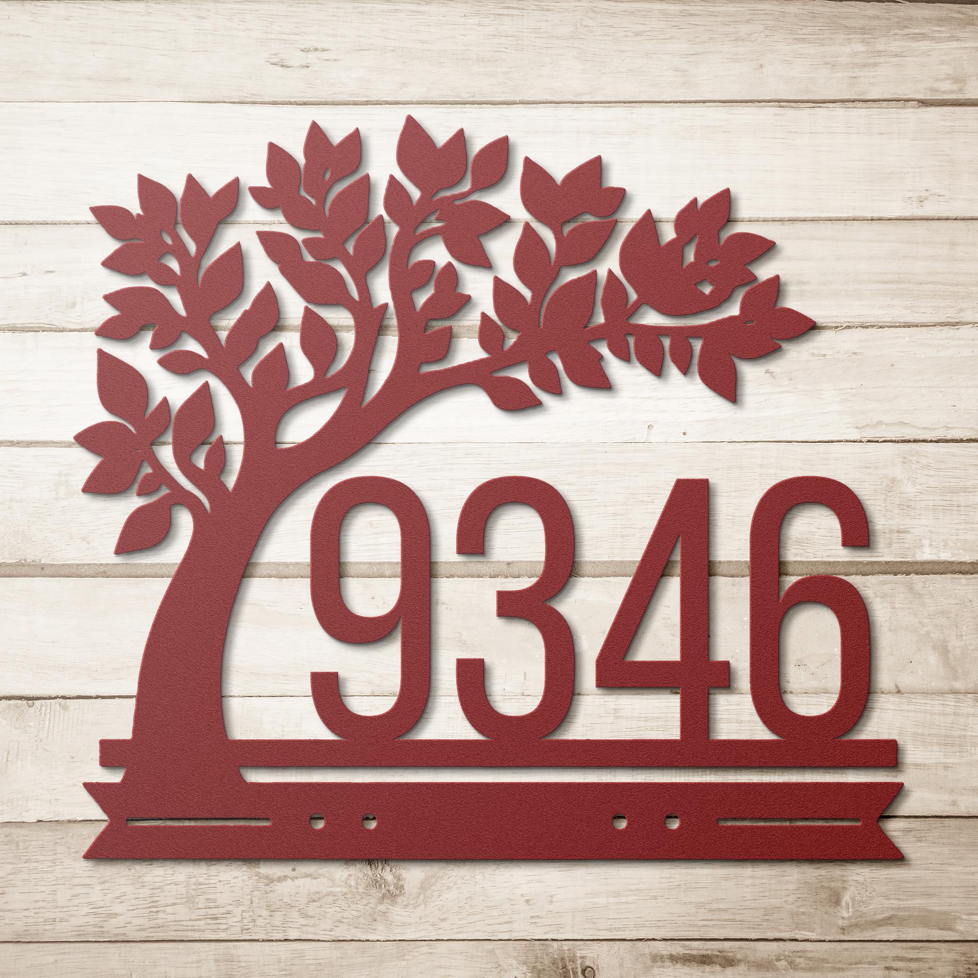 Personalized Tree Address Sign, Custom Metal House Numbers, Outdoor Curb Appeal Home Decor