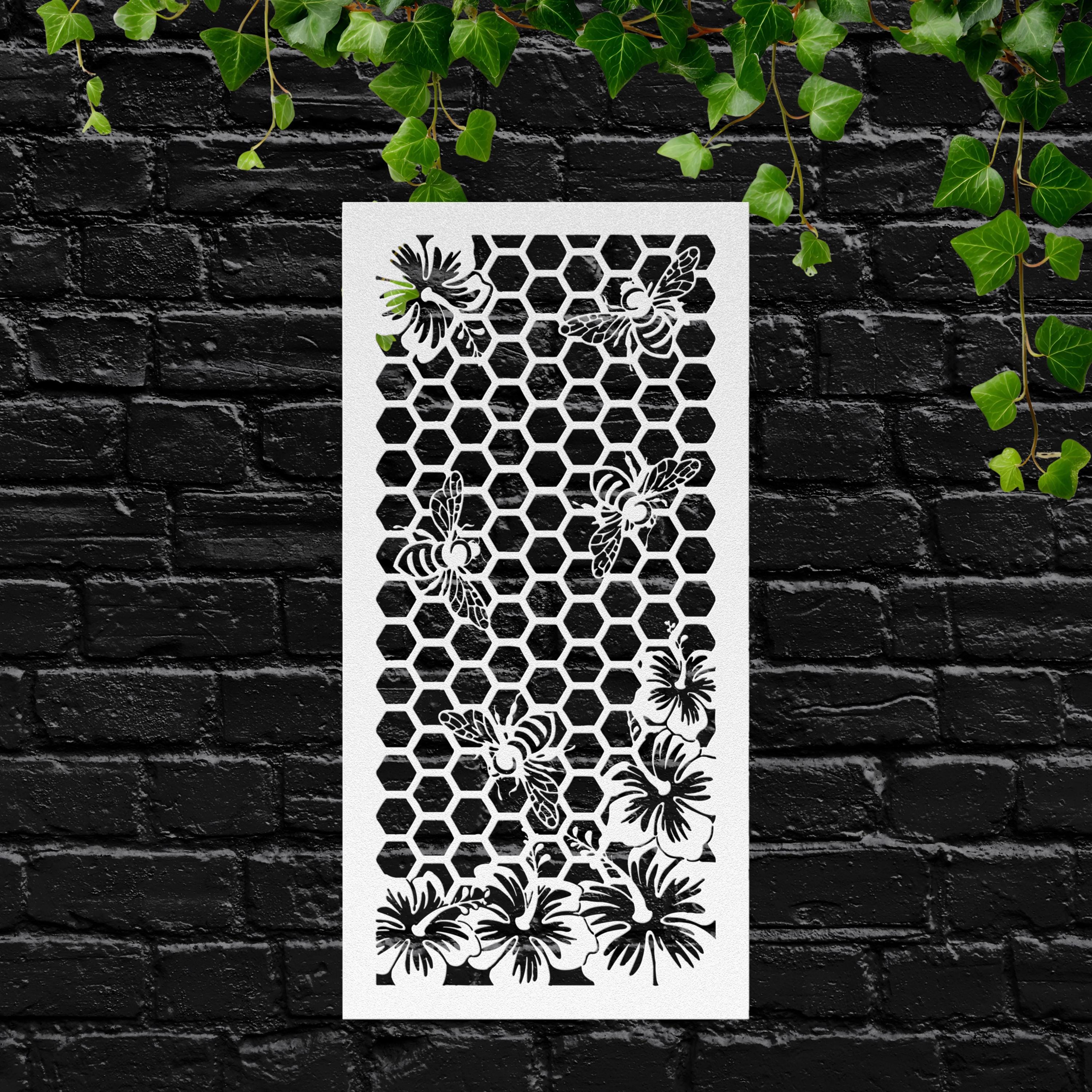 Bee Honeycomb Metal Wall Art, Flower Garden Sign, Nature Hexagon Decor, Bee Keeper Gift