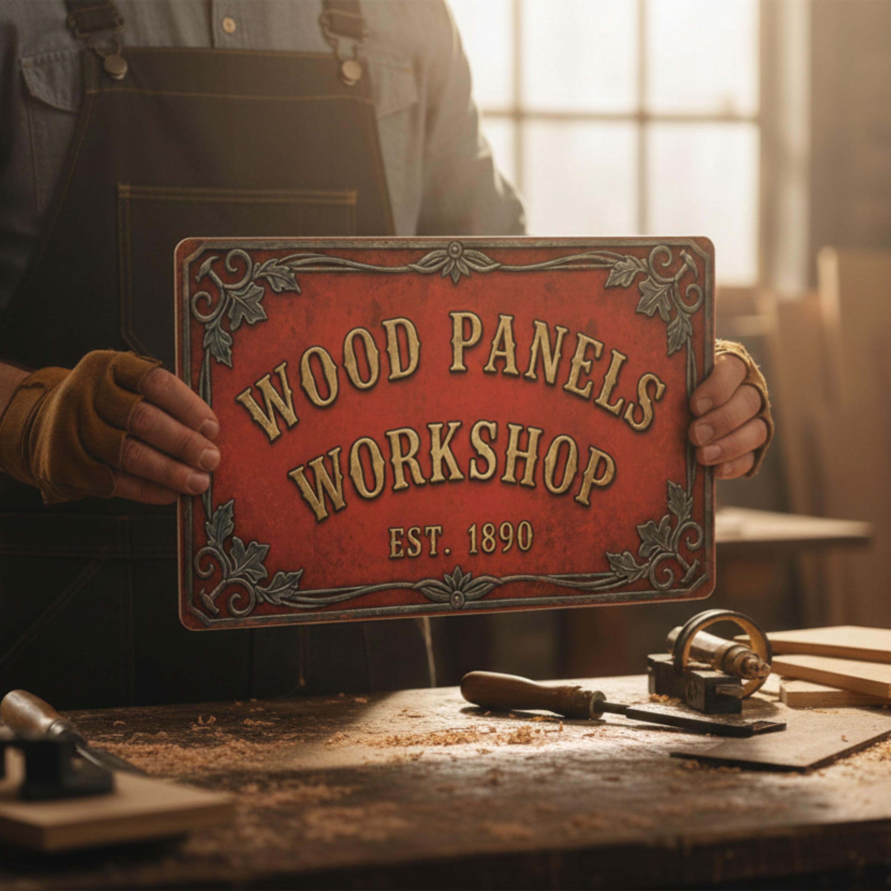 Rustic Wood Panels Sign - Vintage Workshop Decor | Industrial Garage Art