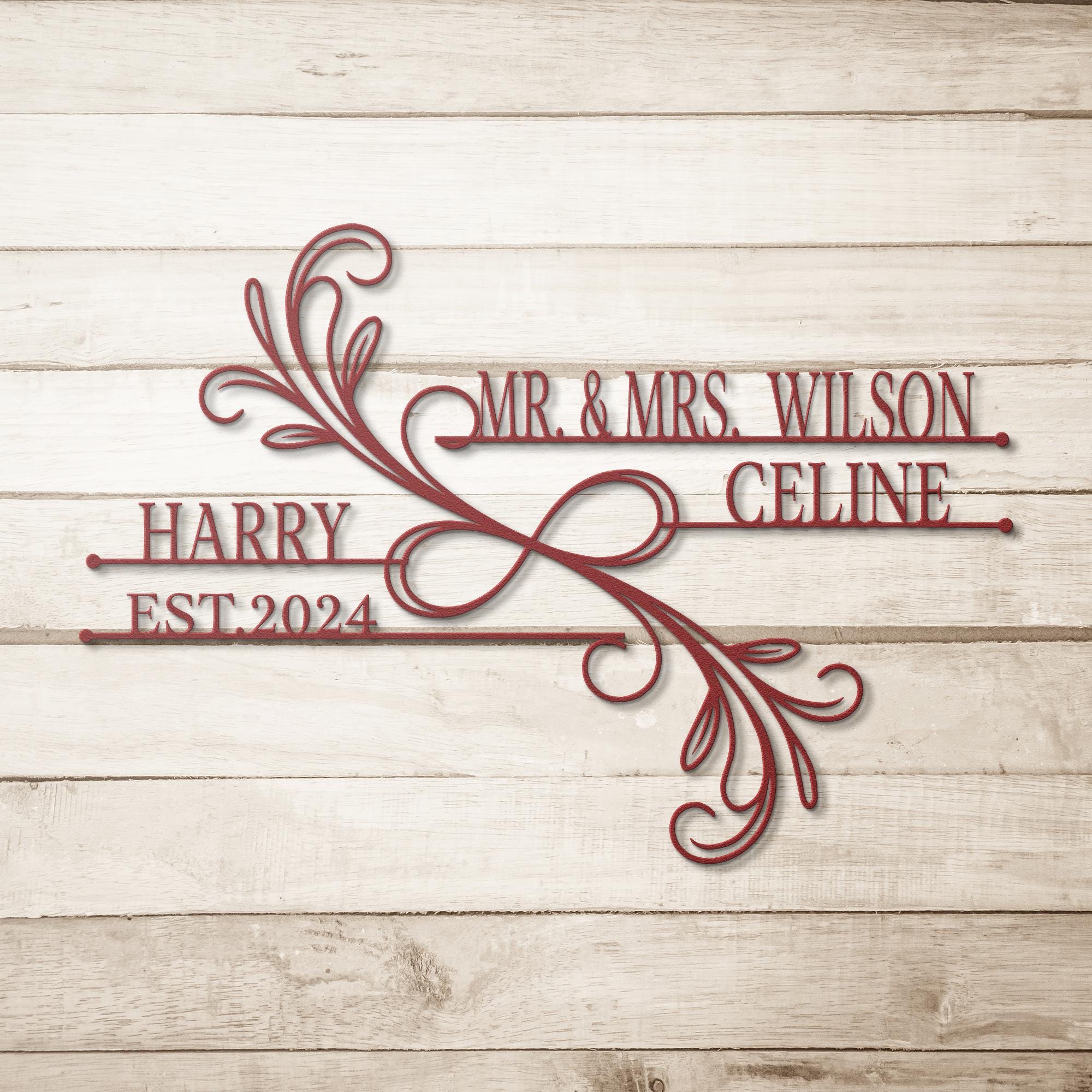 Personalized Mr. and Mrs. Metal Wall Sign: Wedding Anniversary Gift