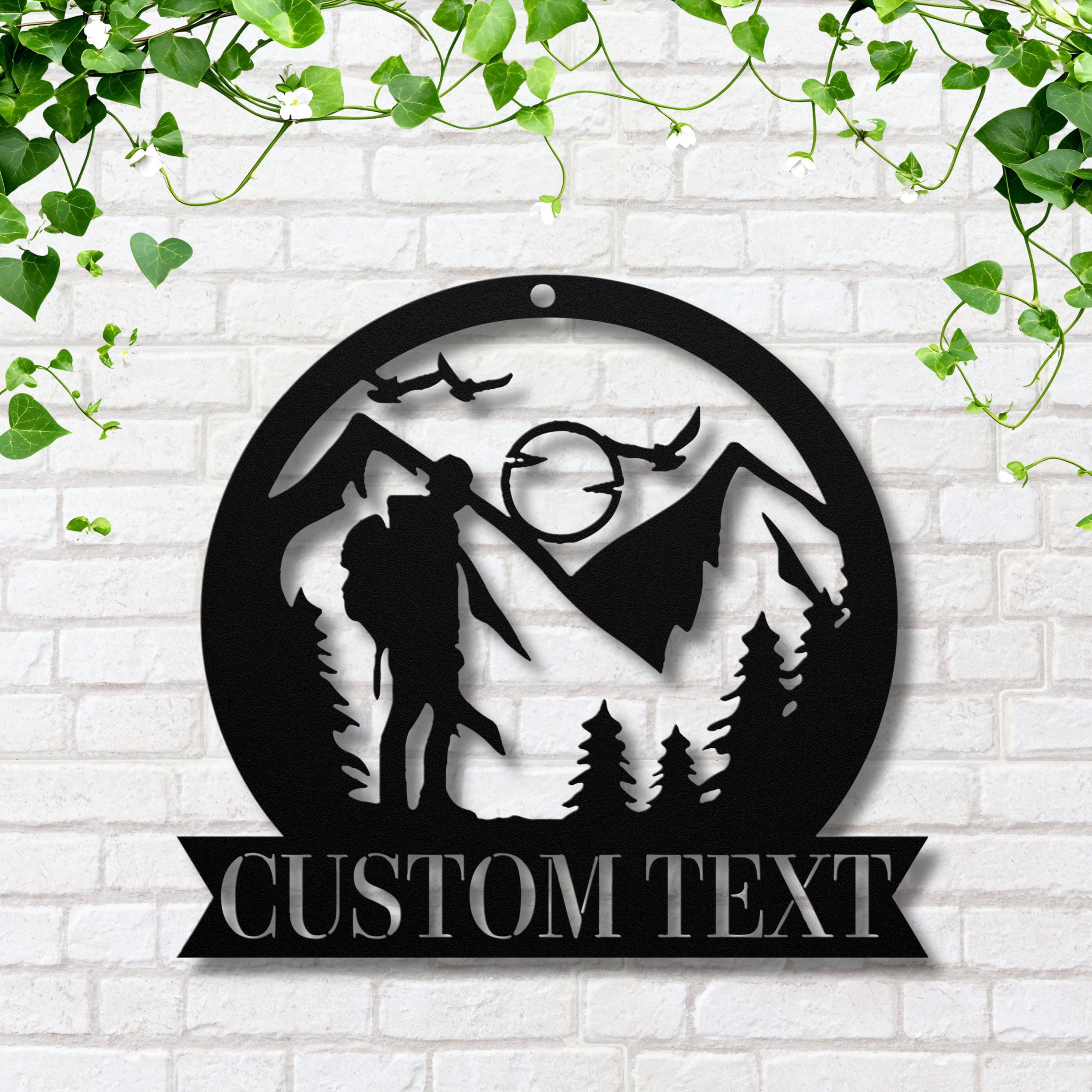 Personalized Hiker Sign - Custom Metal Art | Mountain Wall Decor & Trail Gift