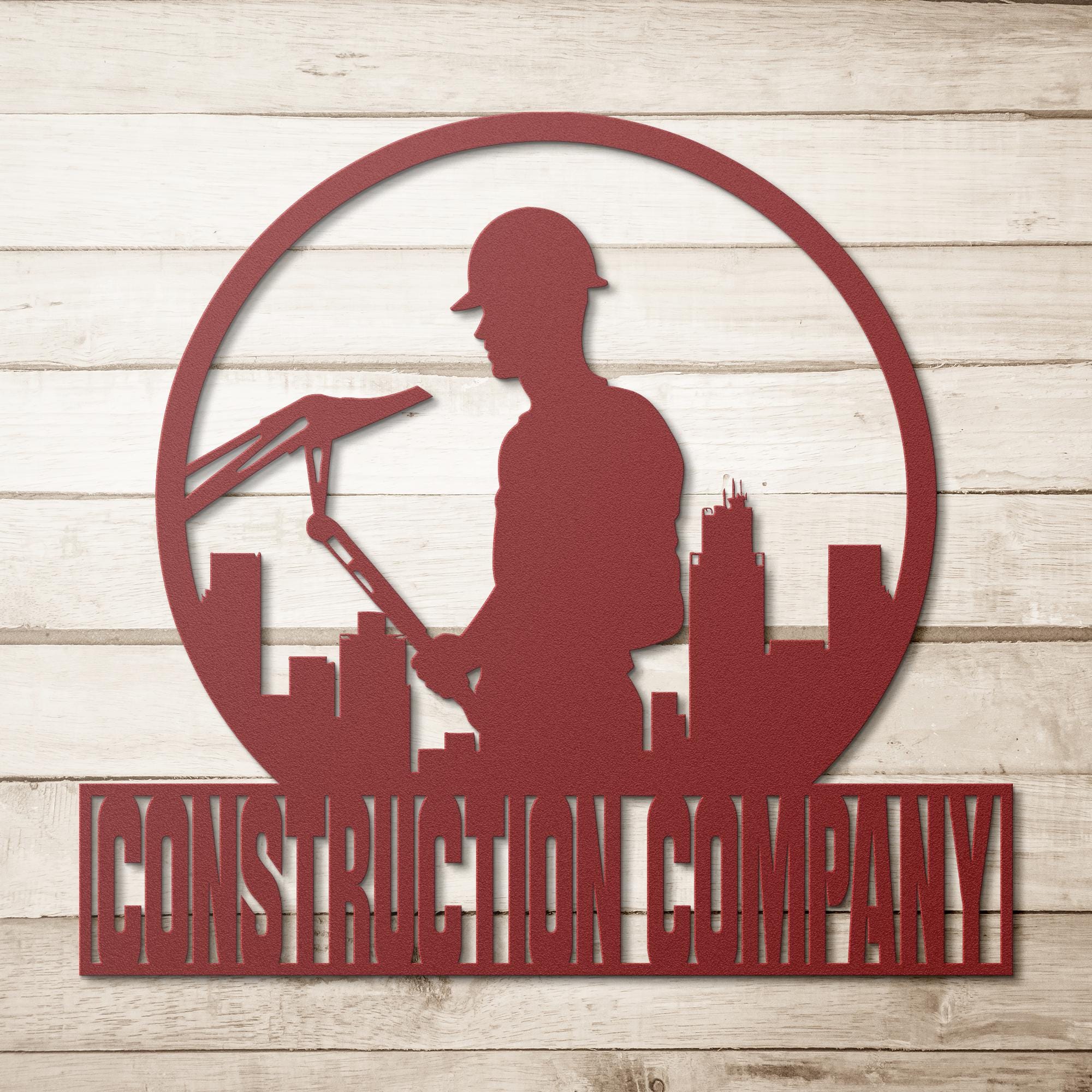Custom Metal Construction Company Logo Sign: Business Decor