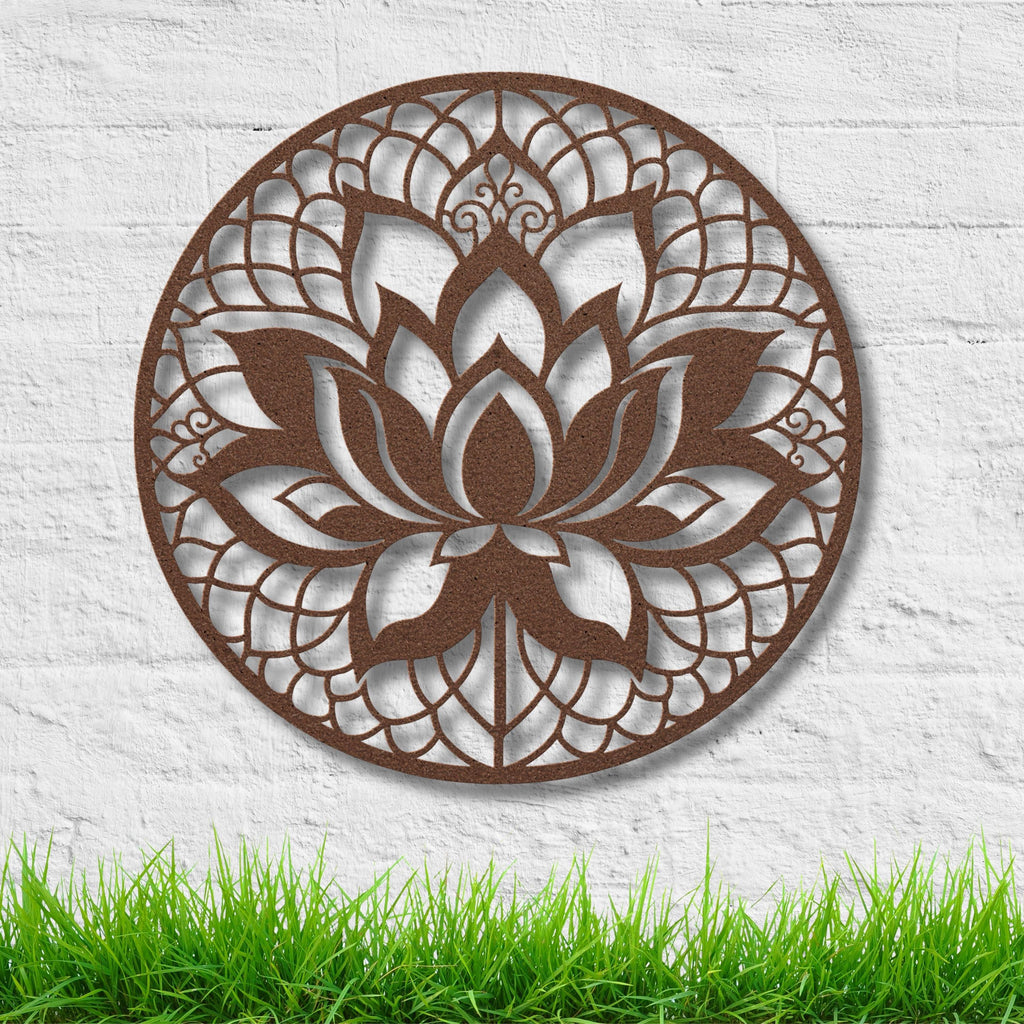 Lotus Flower Metal Wall Art, Mandala Die Cut Sign, Zen Decor
