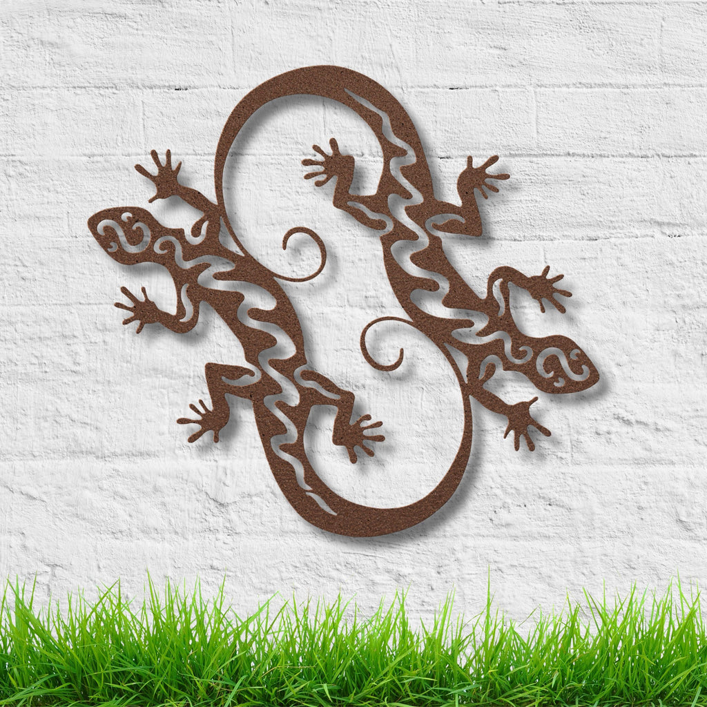 Gecko Metal Wall Art, Tribal Lizard Sign, Southwest Home Decor, Outdoor Patio Wall Art