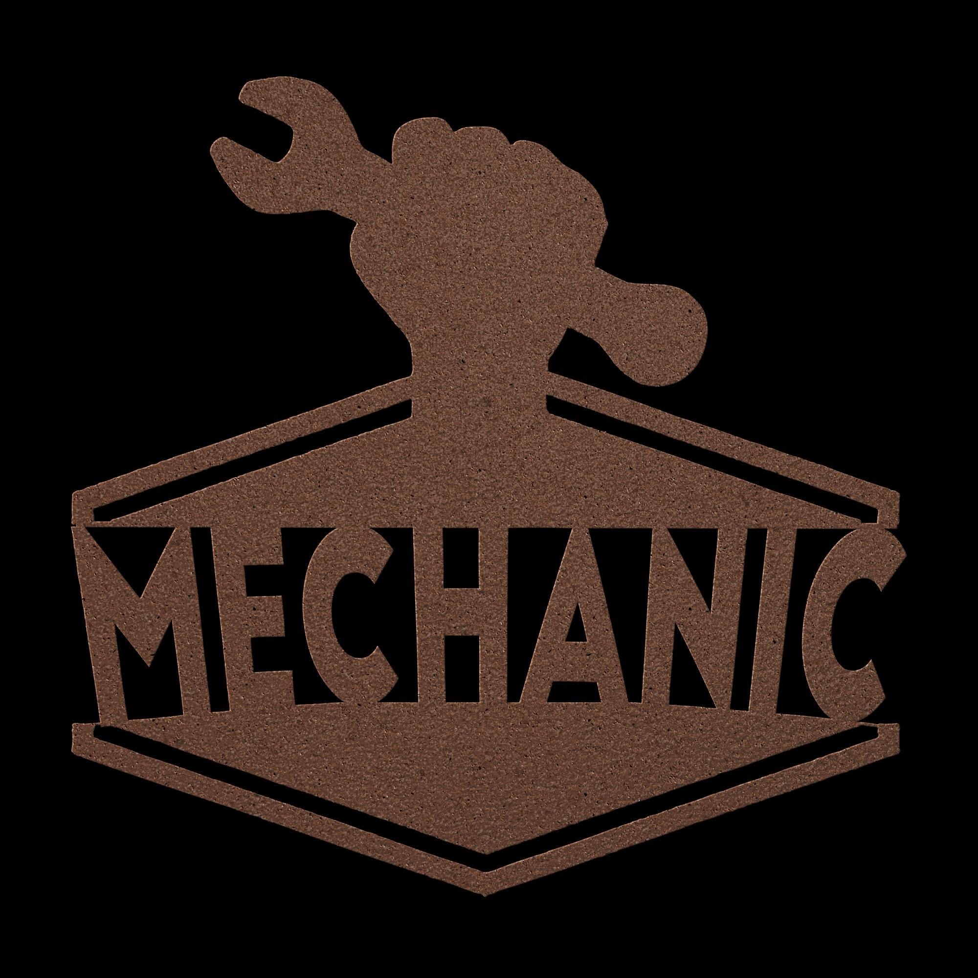 Mechanic Metal Business Logo Sign - Wrench in Hand Design