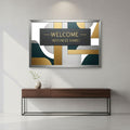 Custom Modern Welcome Business Sign, Abstract Geometric Metal Art, Contemporary Office Decor