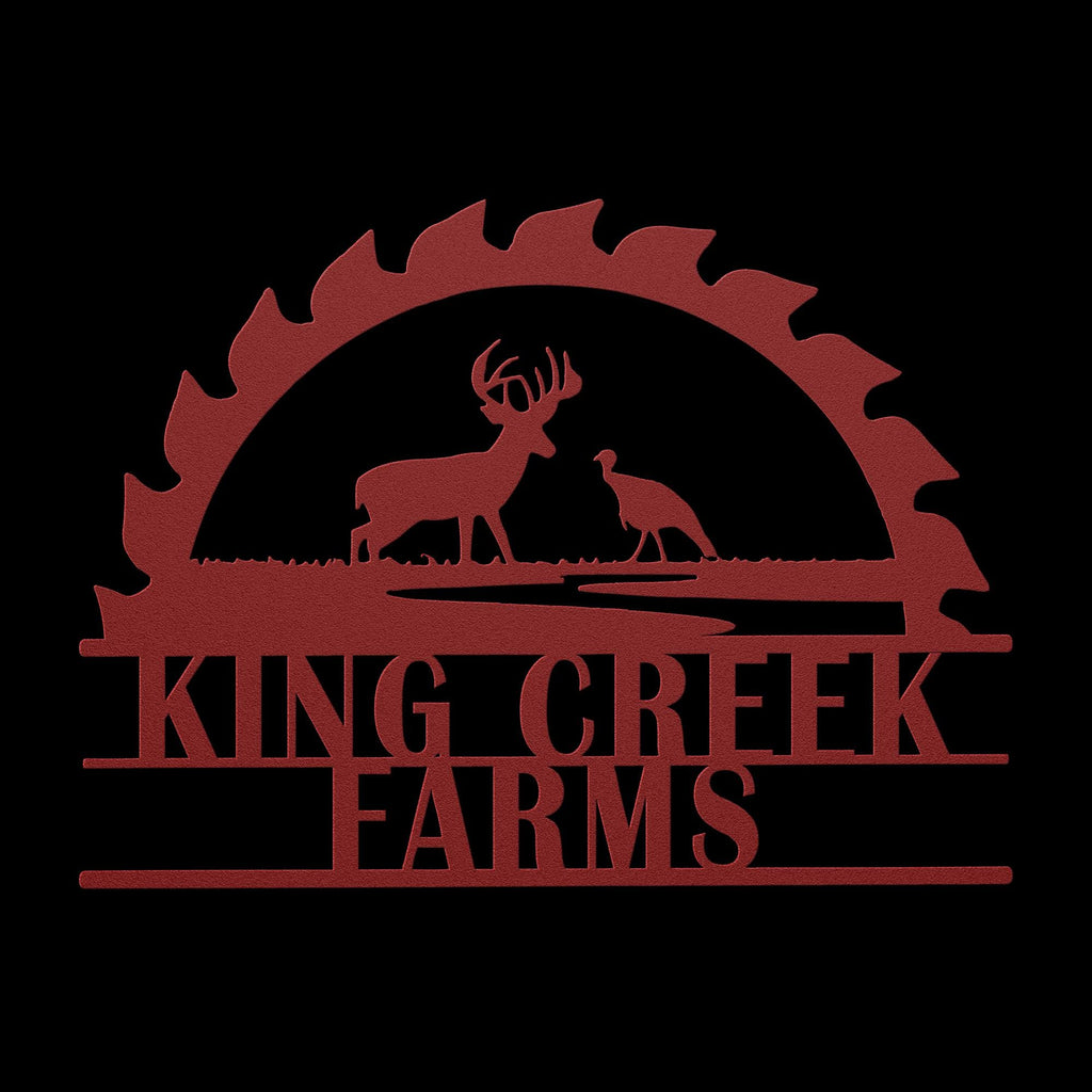 Custom Metal Farm Sign: Deer and Turkey Design, Personalized Farmhouse Decor