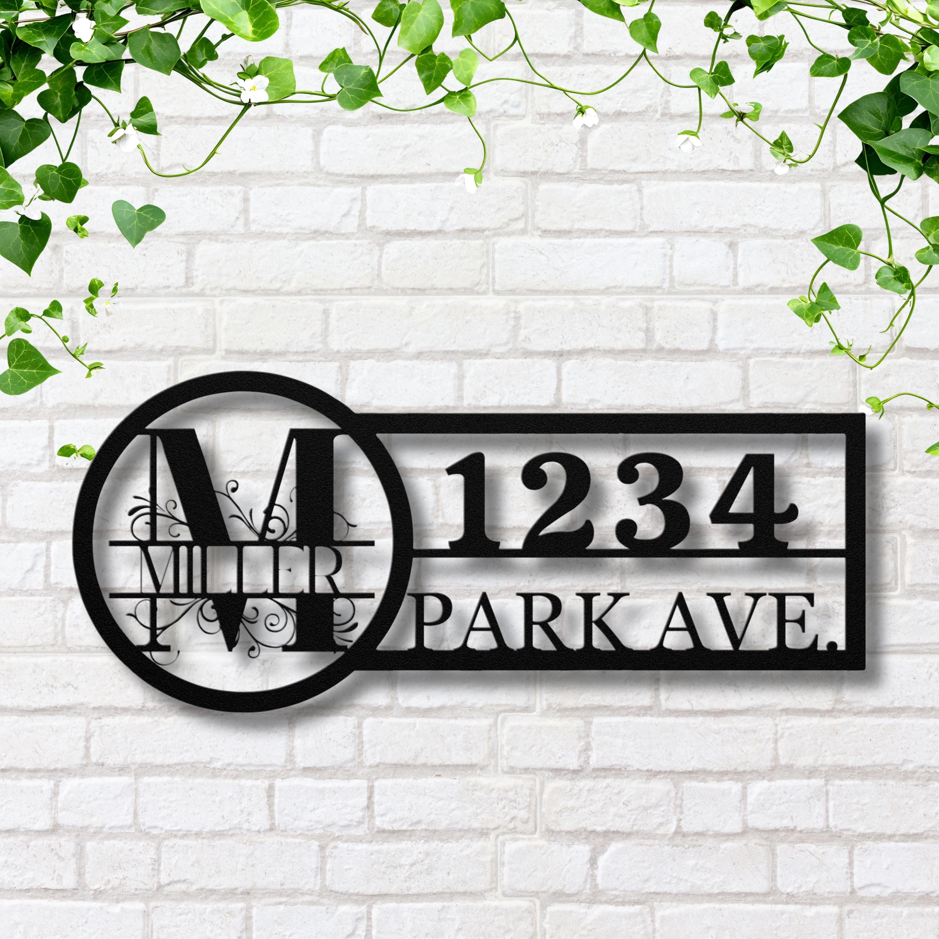 Monogram Address Sign | Custom House Number & Street Name Metal Art | Initial Last Name Home Die Cut Gift