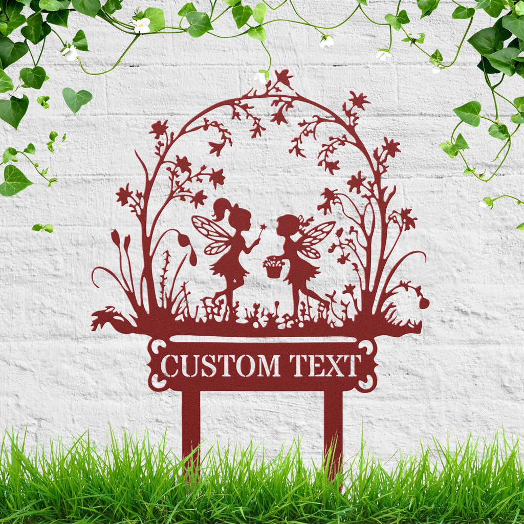 Personalized Fairy Garden Sign - Custom Text Flower Bed Sign | Whimsical Metal Art