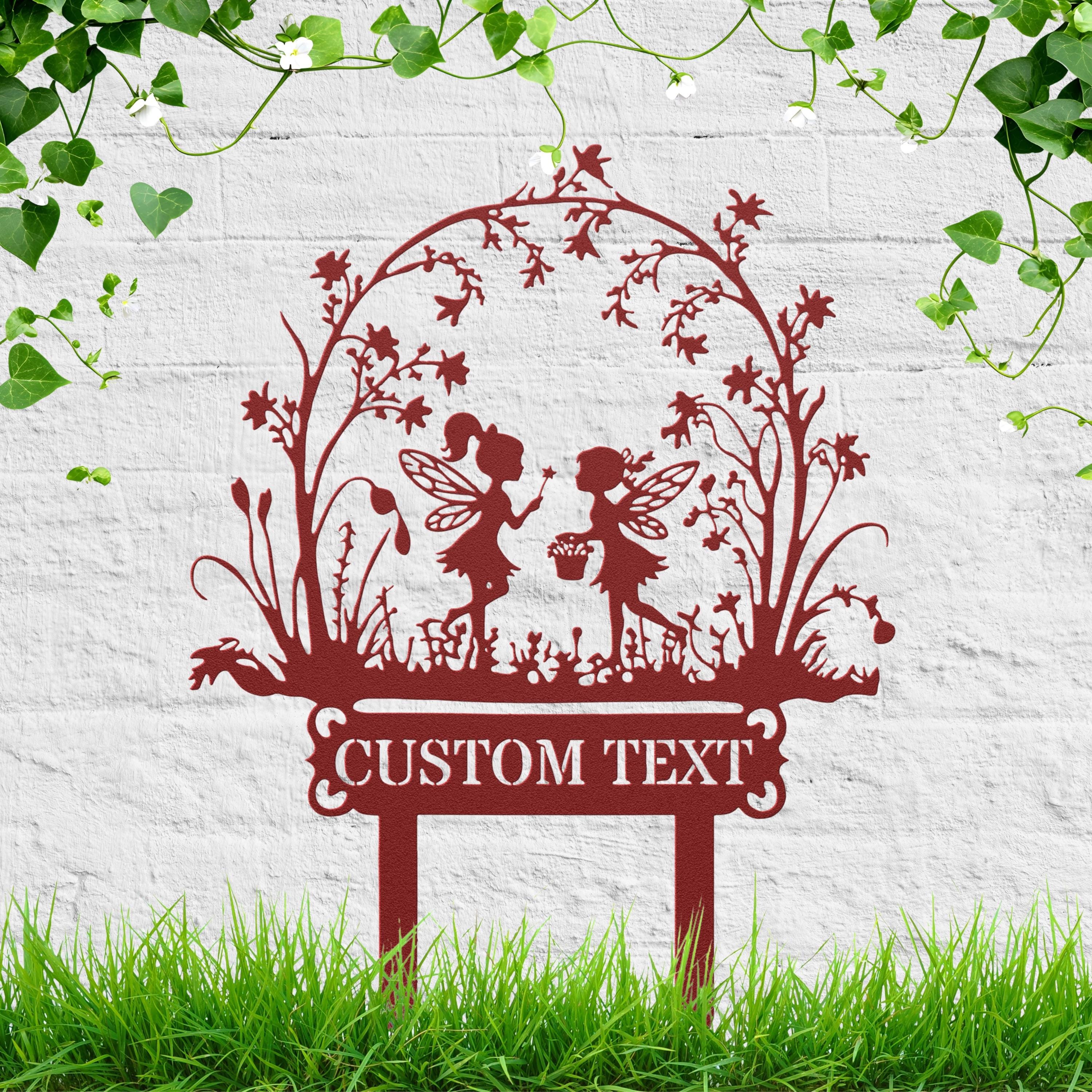 Personalized Fairy Garden Sign - Custom Text Flower Bed Sign | Whimsical Metal Art