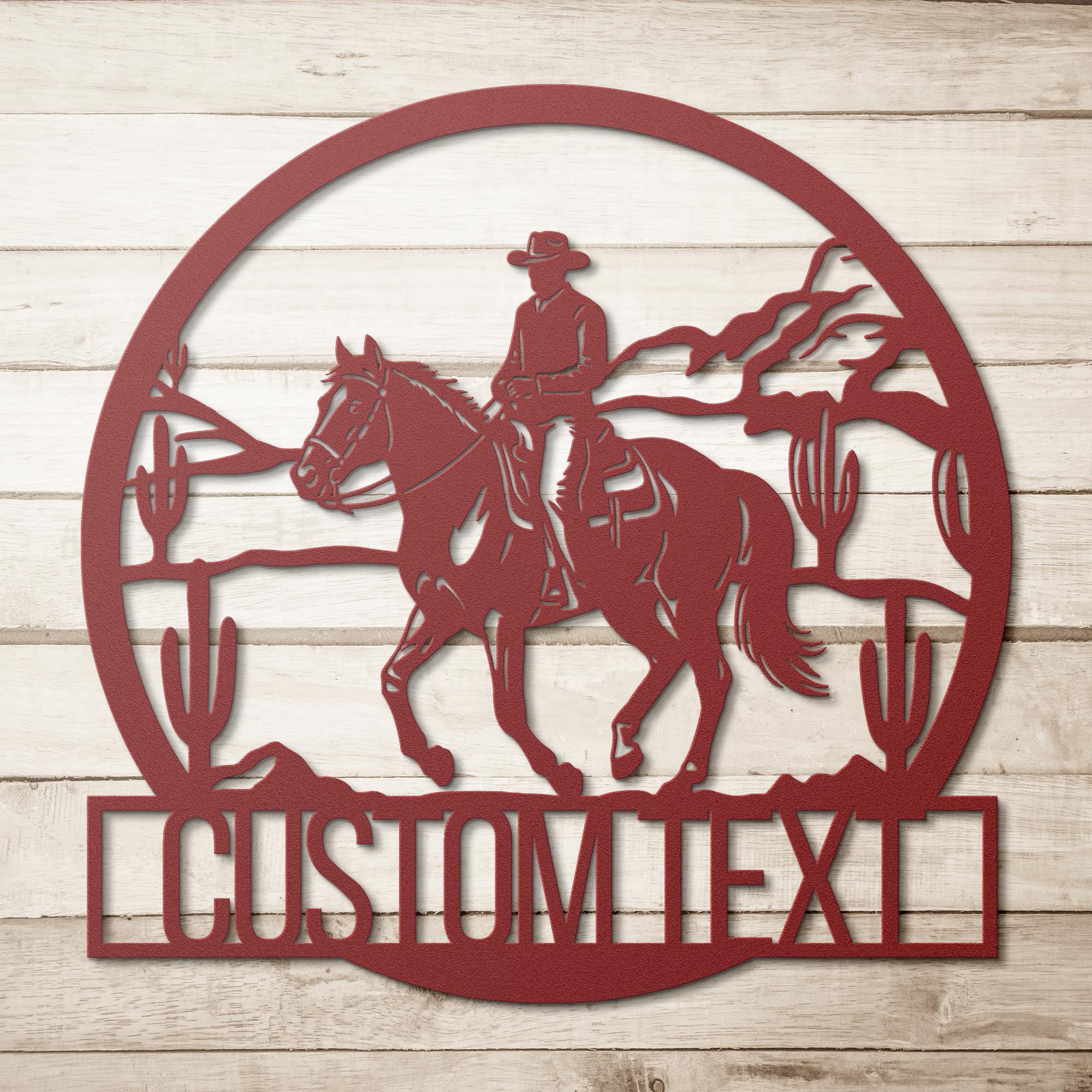 Custom Cowboy Metal Sign, Western Ranch Decor, Horseback Riding Art