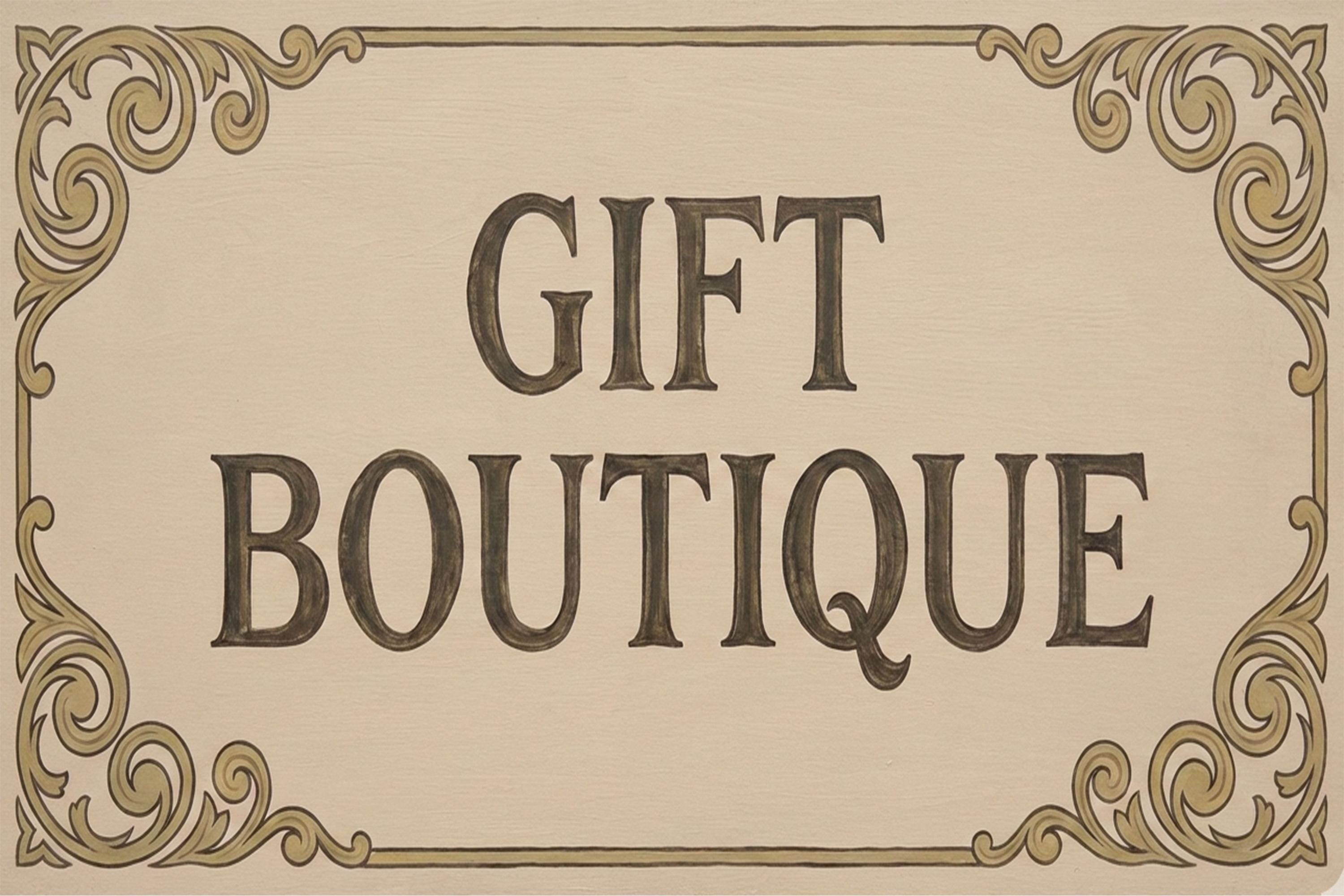 Elegant Gift Boutique Sign, Vintage Metal Plaque, Storefront Decor, Home Shop Business Art