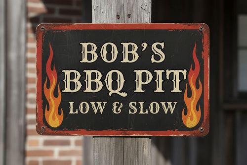 Custom BBQ Pit Sign - Personalized Grill Sign | Rustic Barbecue Wall Art & Grill Master Gift