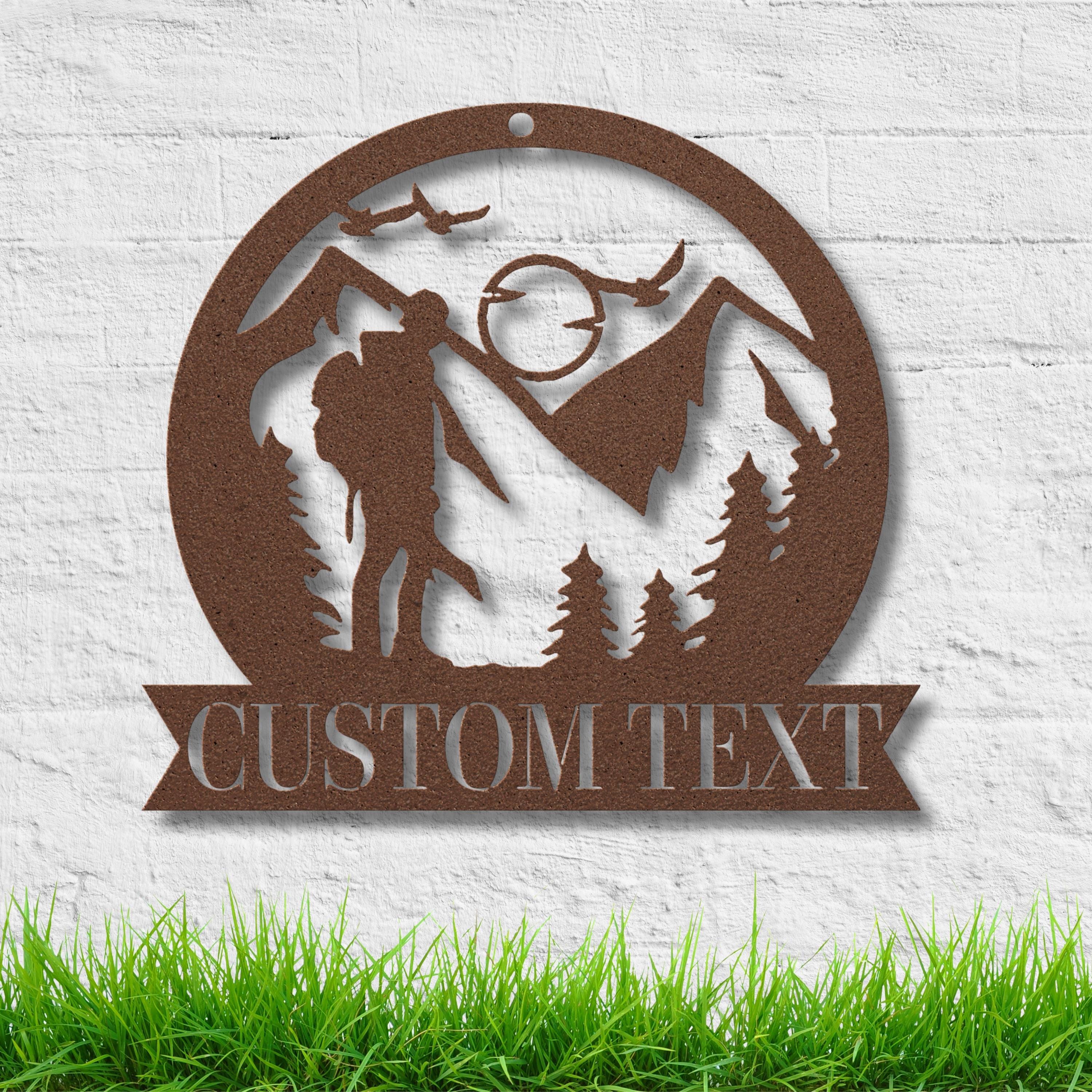 Personalized Hiker Sign - Custom Metal Art | Mountain Wall Decor & Trail Gift