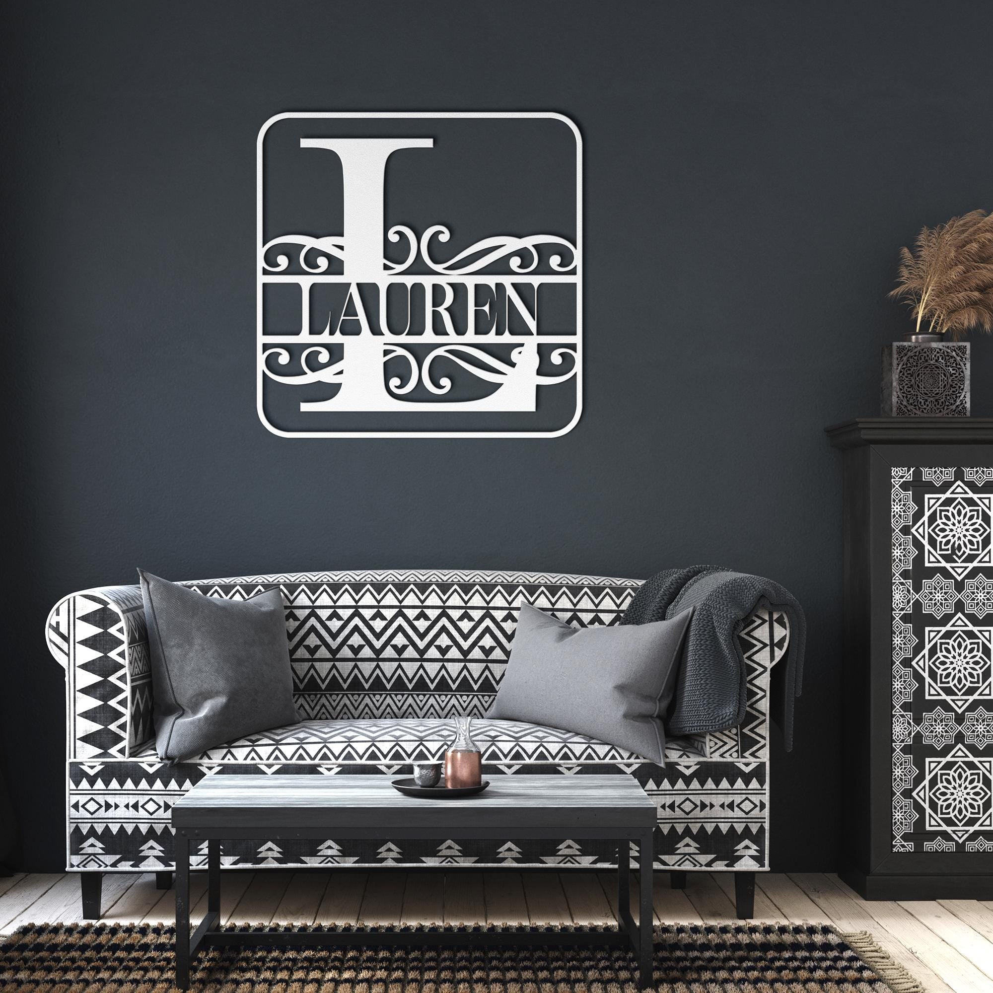 Custom Metal Last Name Sign - Redval Font Family Name Wall Decor