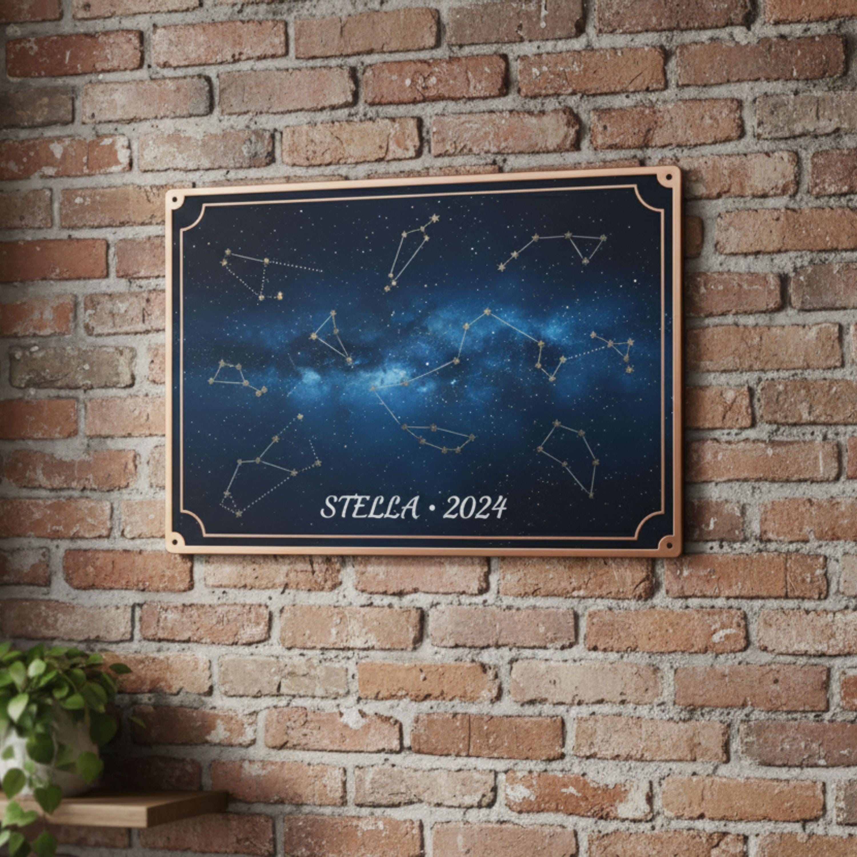 Custom Constellation Metal Sign, Personalized Star Map Wall Art, Nursery Decor Gift