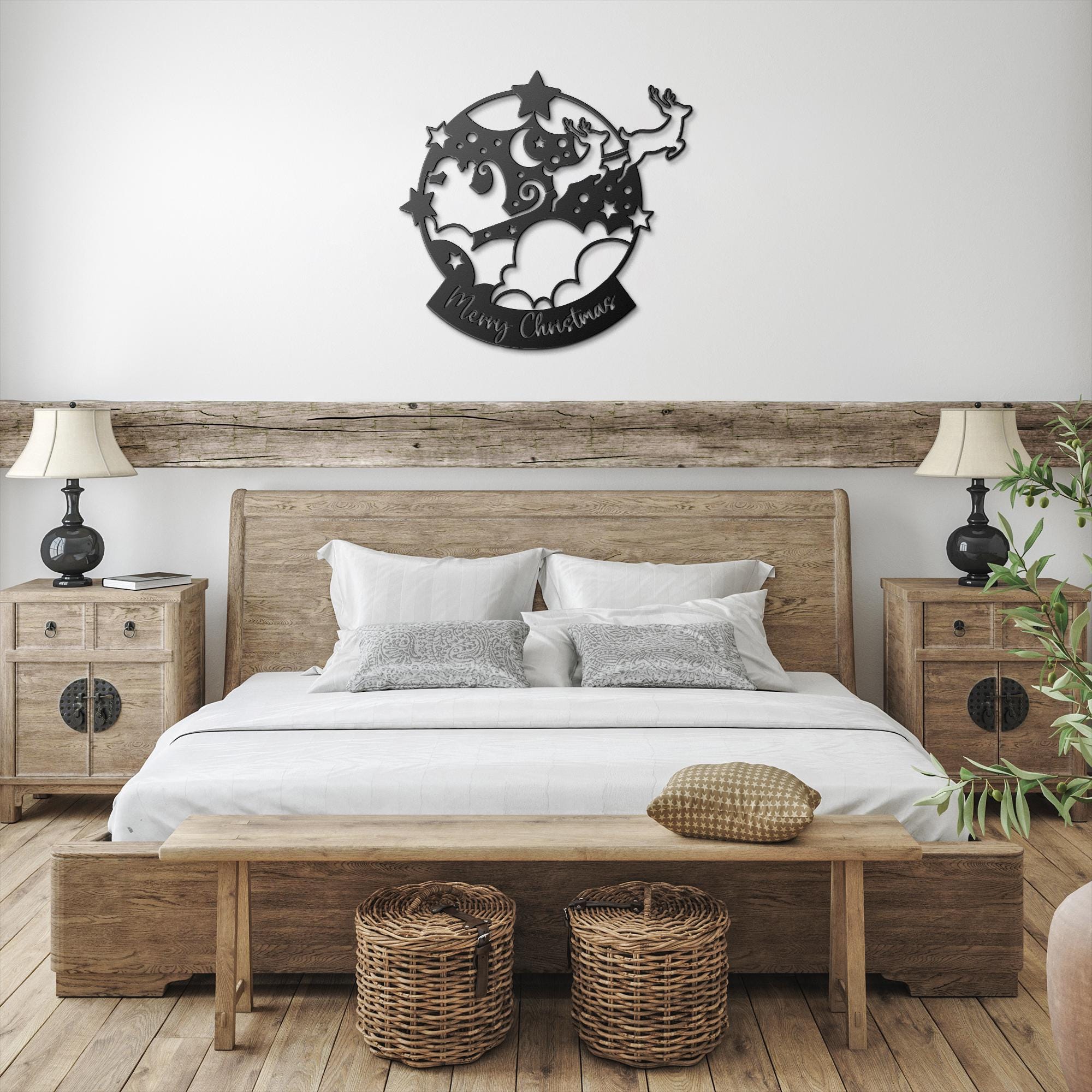 Merry Christmas Snow Globe Metal Sign, Reindeer Winter Wonderland Wall Art, Festive Holiday Die Cut Decor, Xmas Front Door Gift