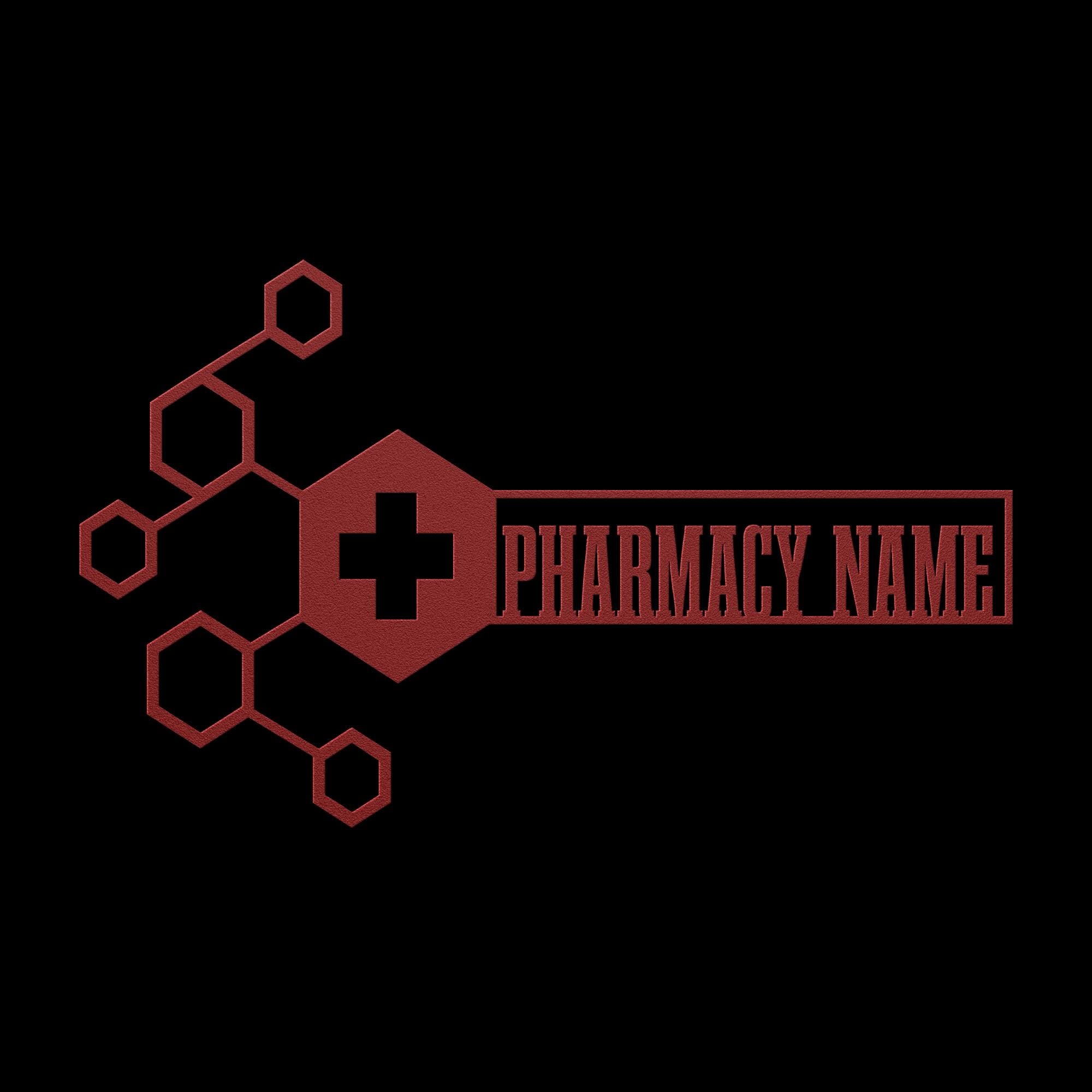 Custom Metal Pharmacy Logo Sign: Personalized Business Decor