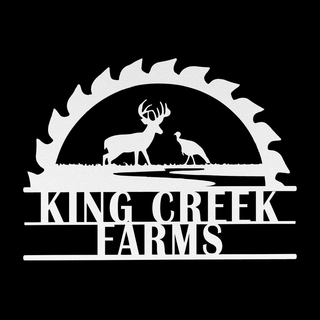 Custom Metal Farm Sign: Deer and Turkey Design, Personalized Farmhouse Decor