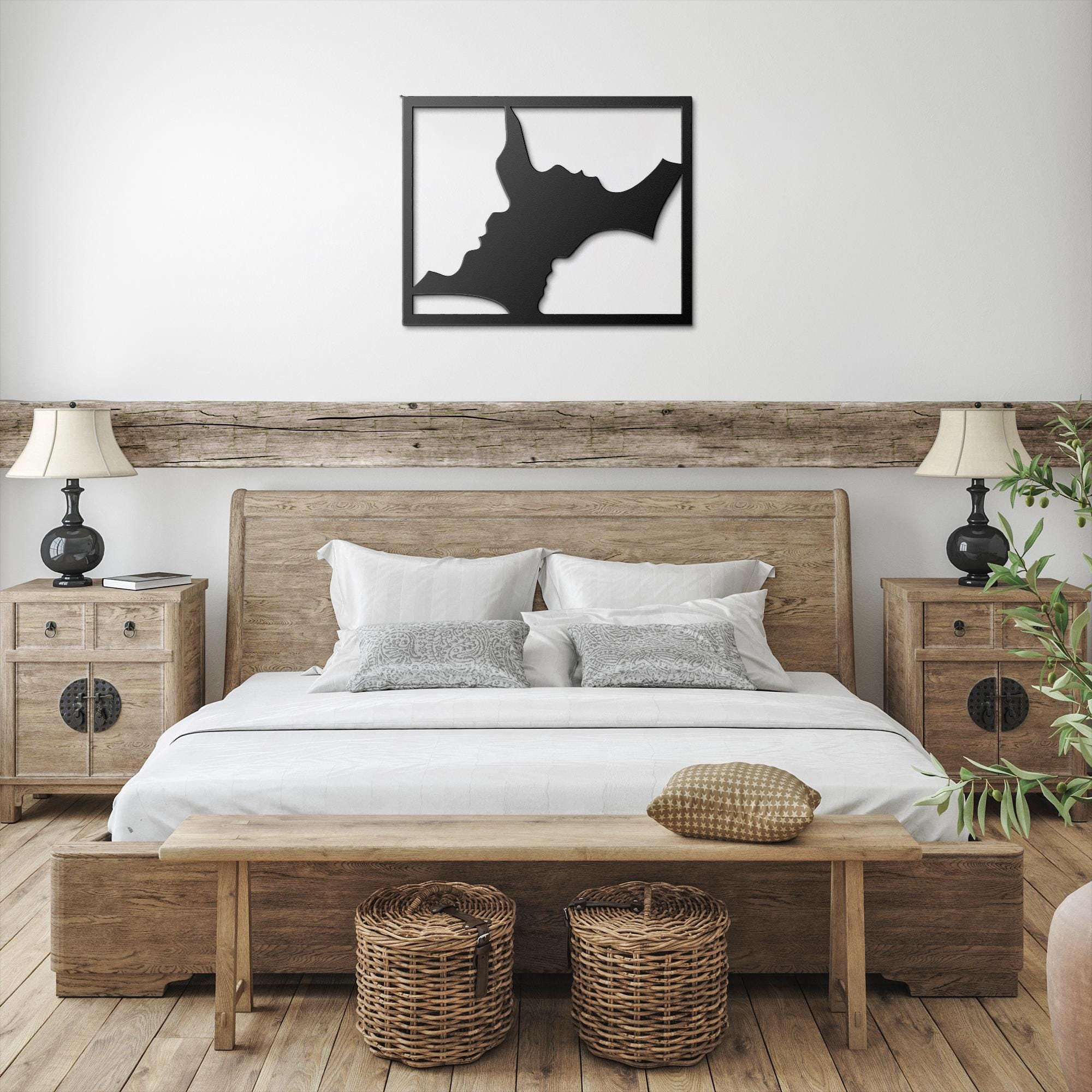 Family Faces Metal Wall Art, Parent and Child Silhouette, Modern Unity Sign, Home Gift