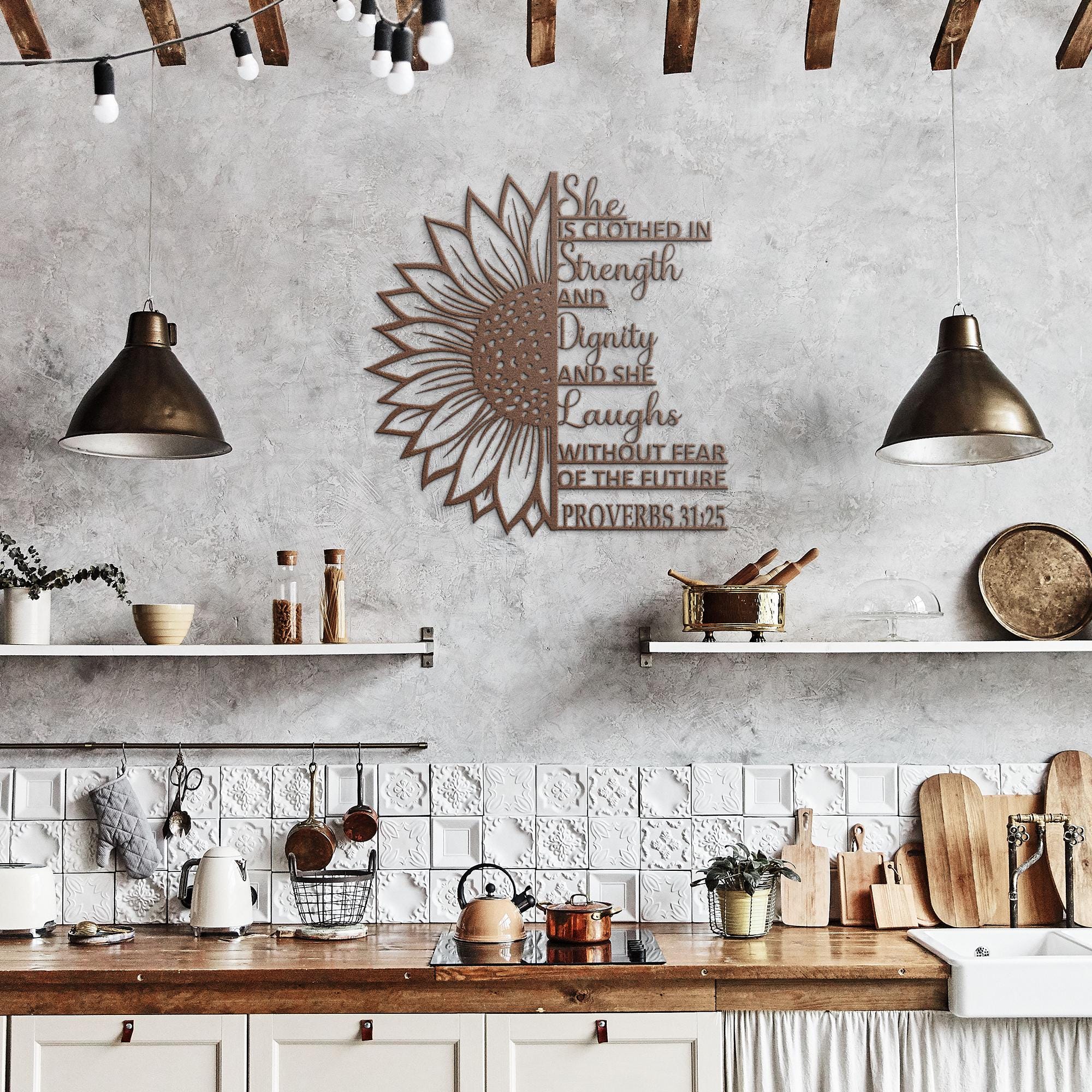 Christian Metal Wall Art, Proverbs 31:25, Faith Home Decor