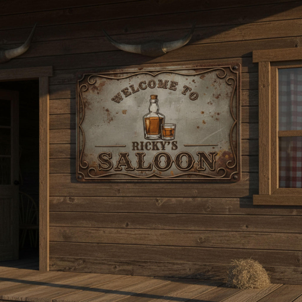 Personalized Saloon Sign - Custom Bar Sign | Western Metal Decor | Rustic Whiskey Wall Art