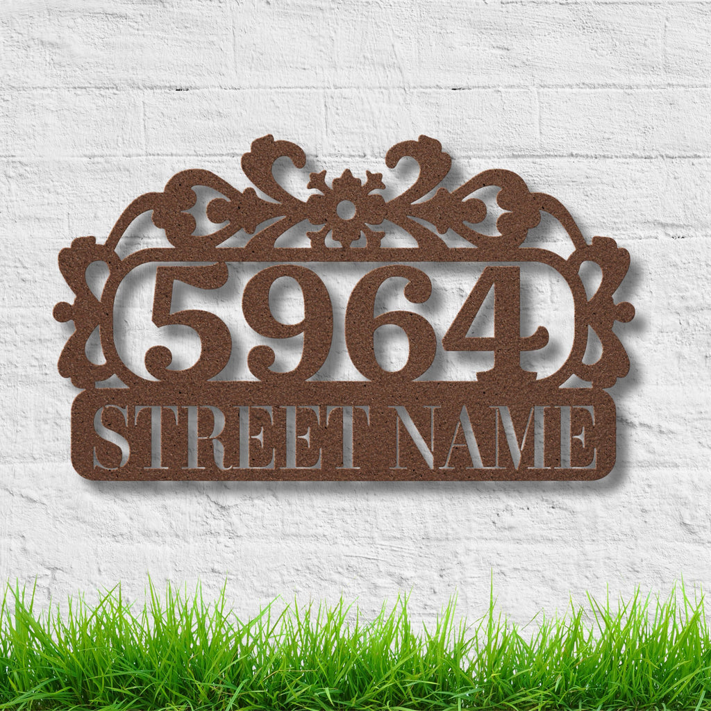 Custom House Number Sign – Ornate Metal Address Plaque | Rustic Curb Appeal Decor