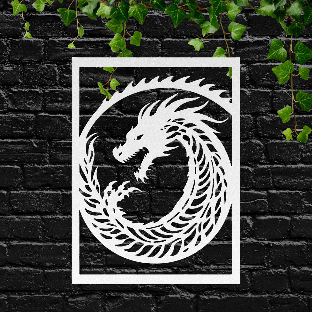 Tribal Dragon Metal Wall Art, Mythical Beast Die Cut Sign, Fantasy Decor
