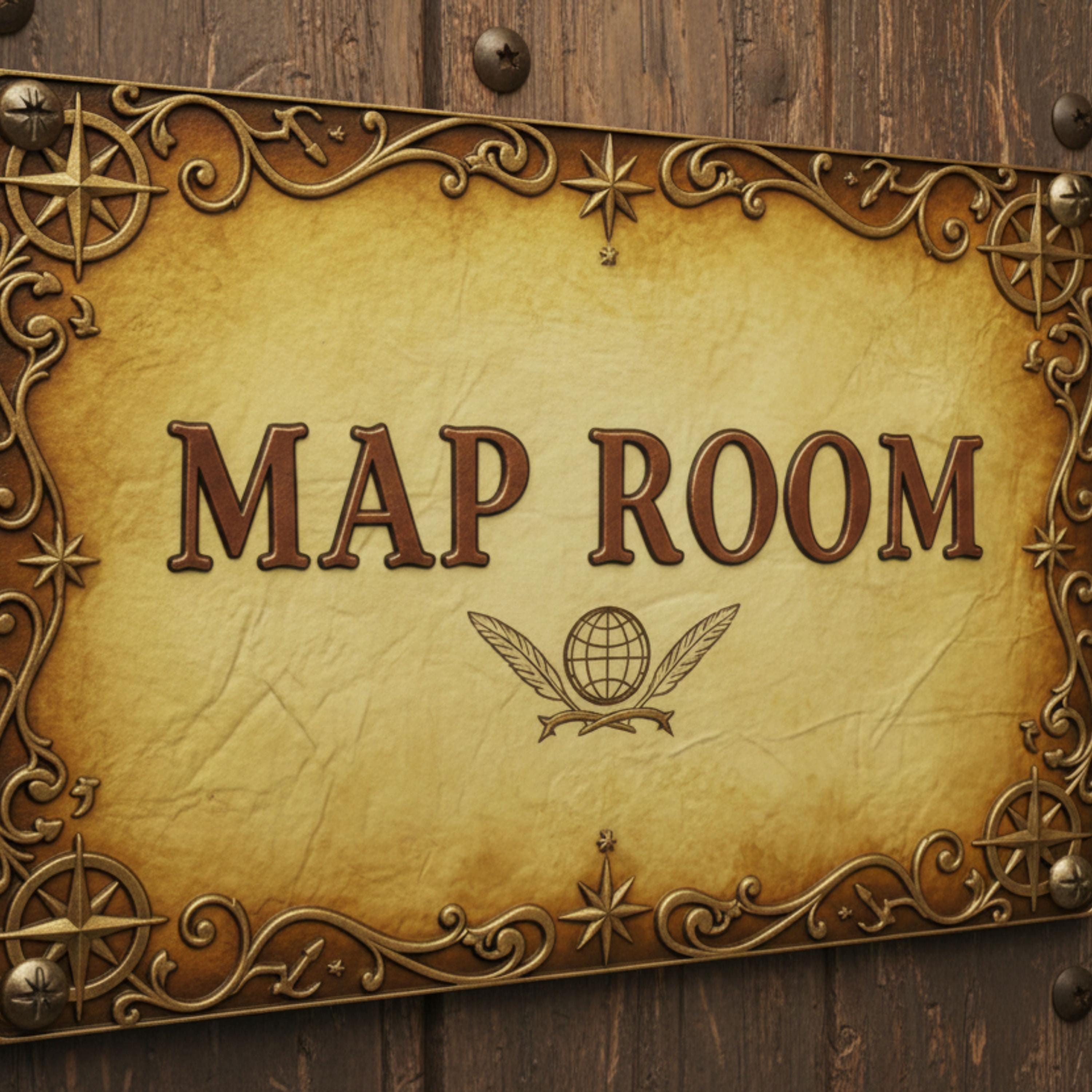 Vintage Metal Sign – Map Room Sign | Explorer Decor & Compass Rose Art Print
