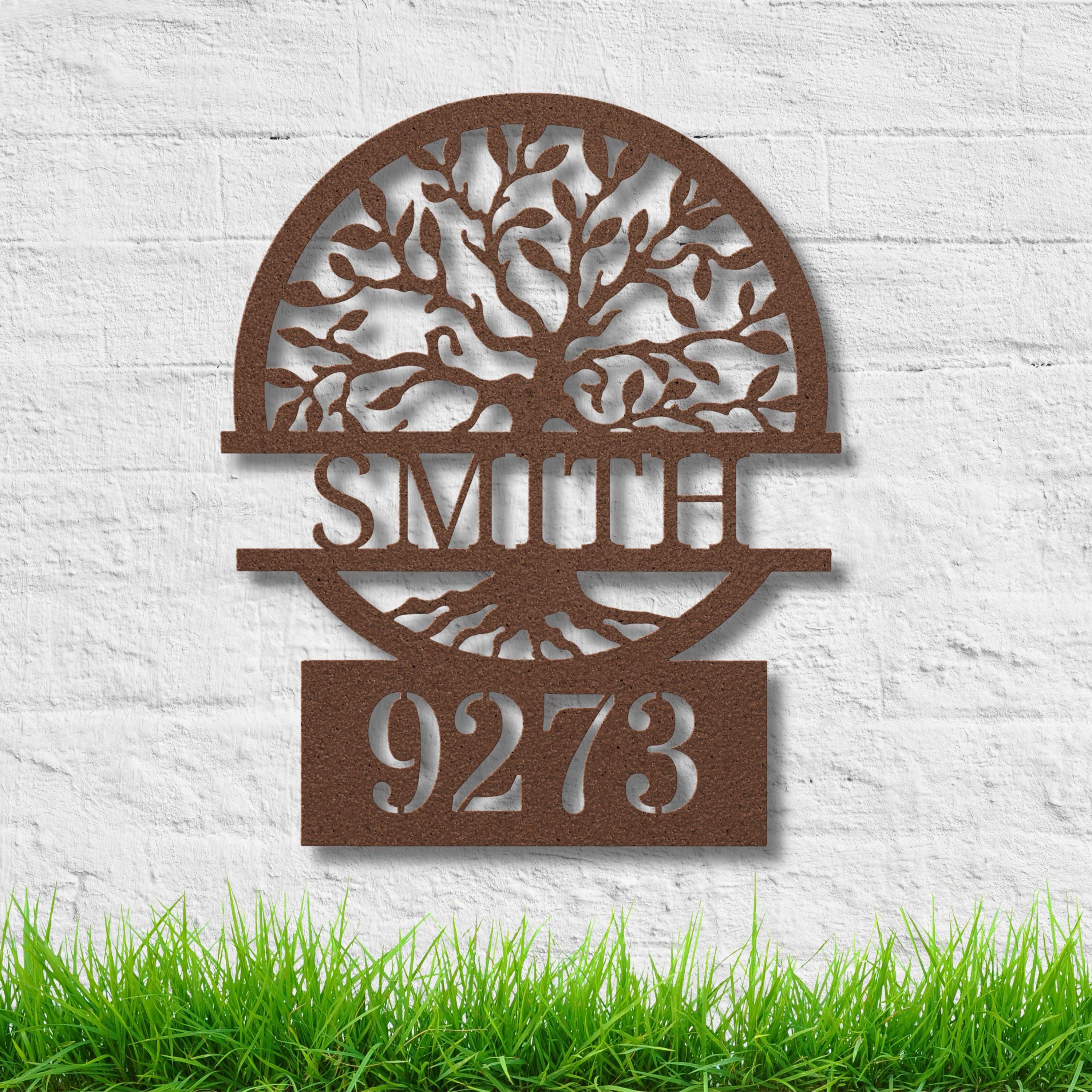 Custom Tree of Life Metal Address Sign, Personalized Family Name Plaque, House Number Decor