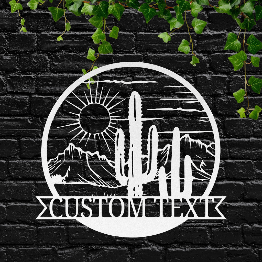 Custom Desert Metal Sign - Personalized Cactus & Saguaro Artwork for Southwest Wall Art