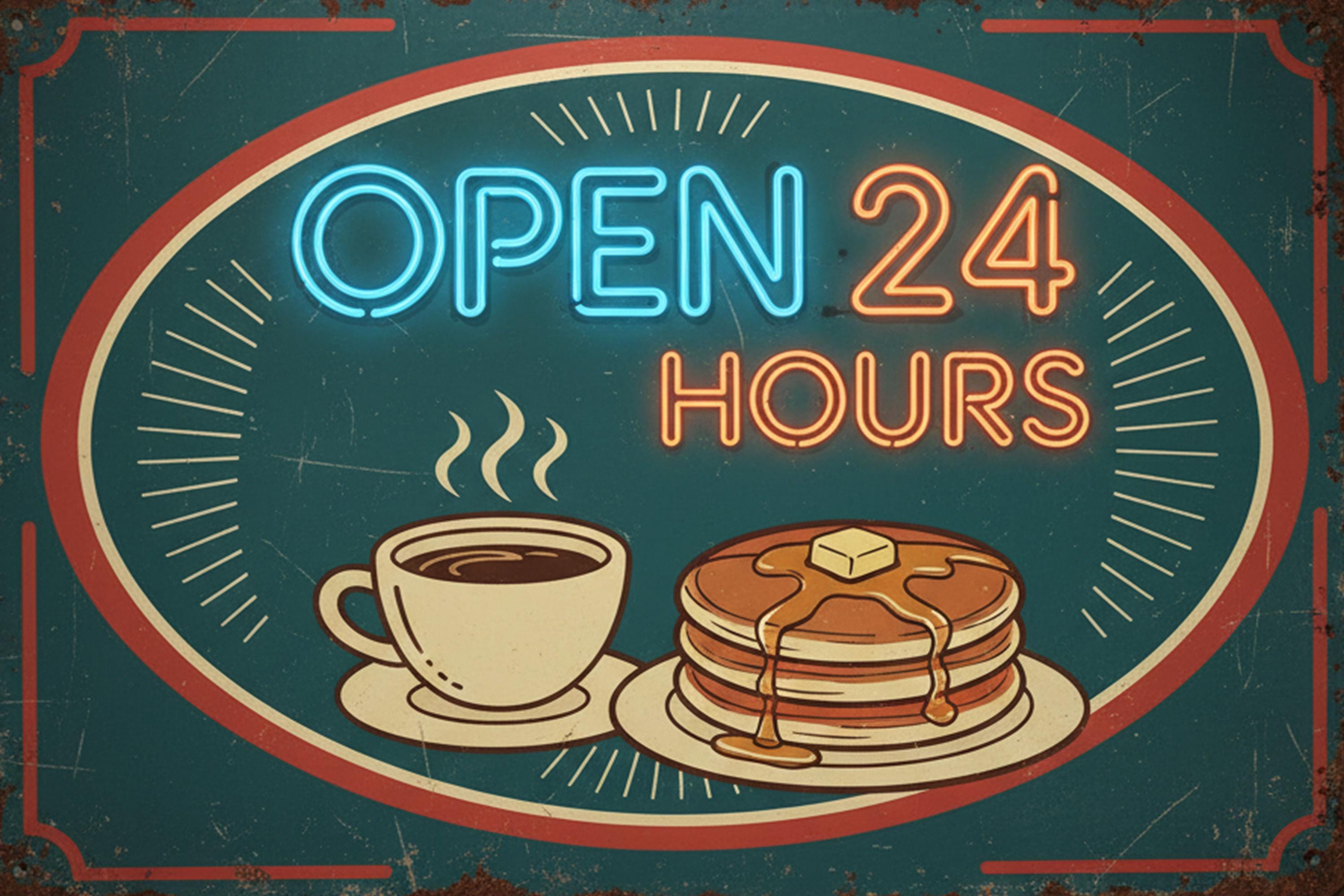 Retro Diner Sign - Vintage Cafe Decor | Rustic Kitchen Art Metal Wall Plaque