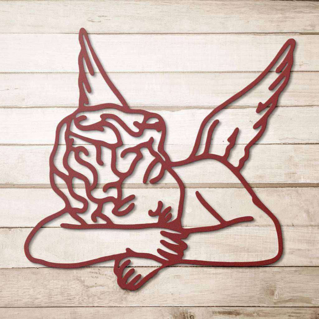 Sleeping Angel Metal Wall Art | Cherub Die-Cut Sign | Ethereal Line Art Home Decor