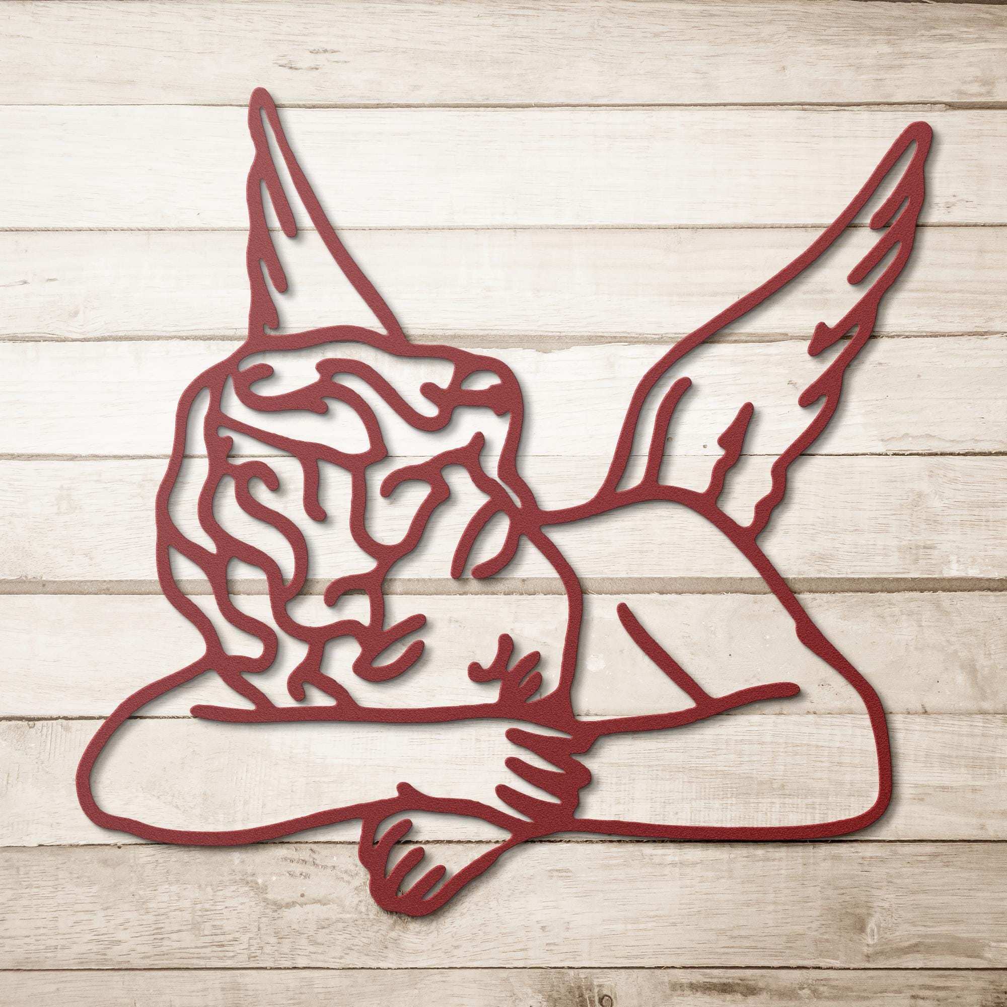 Sleeping Angel Metal Wall Art | Cherub Die-Cut Sign | Ethereal Line Art Home Decor