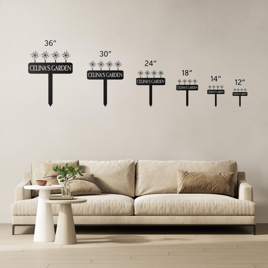 Custom Metal Garden Sign: Paper Windmills, Personalized Decor